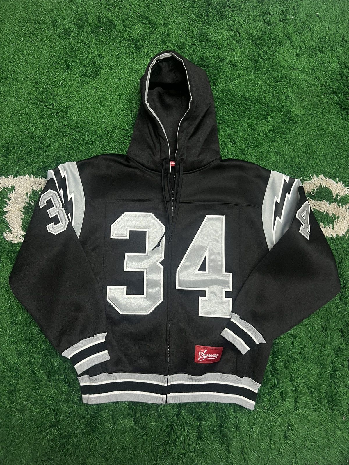 Supreme Supreme Football Zip Up Hooded Sweatshirt (Black) | Grailed