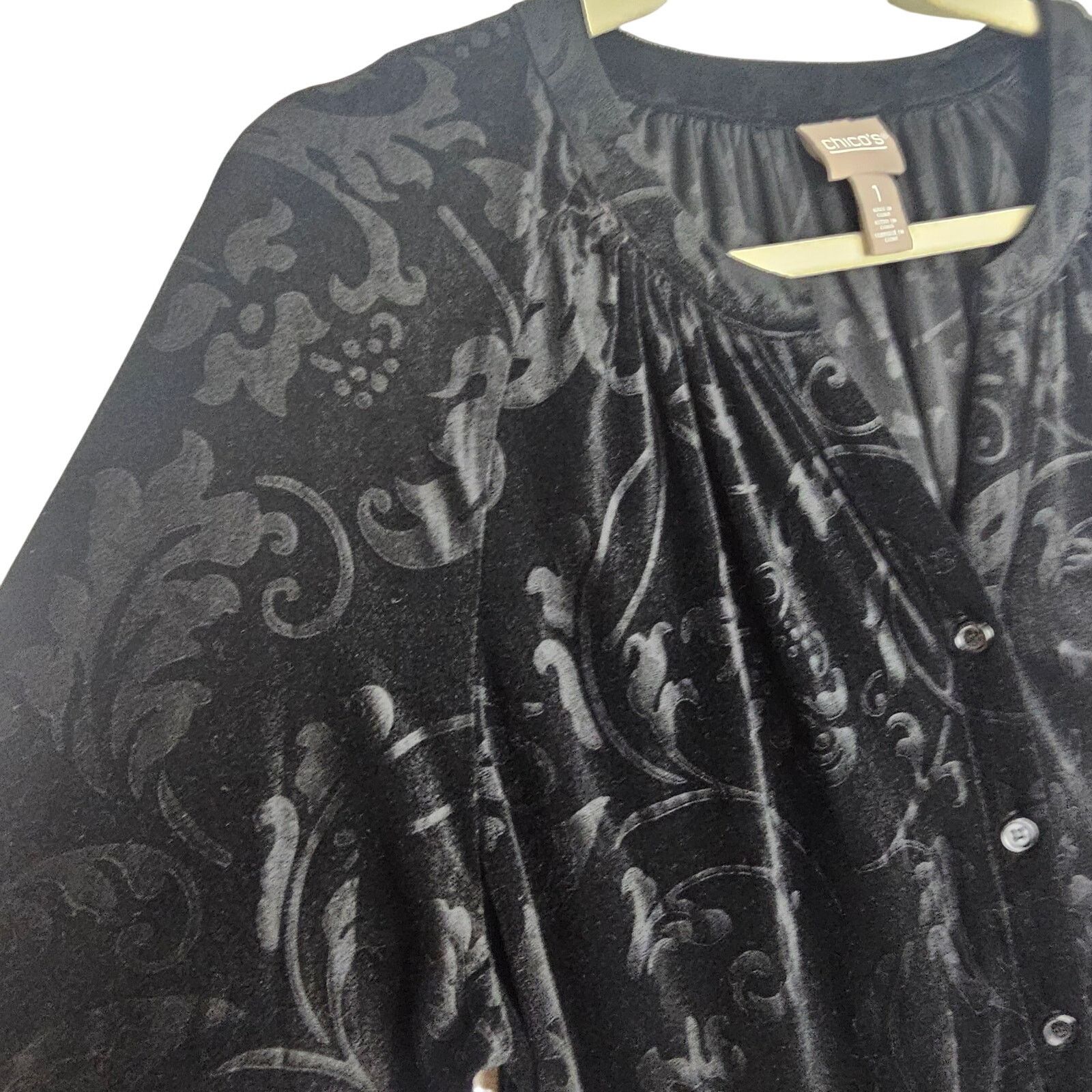 Chicos Chicos Womens Velvet Floral Blouse Elegant Dark Romance Size M / US 6-8 / IT 42-44 - 5 Thumbnail