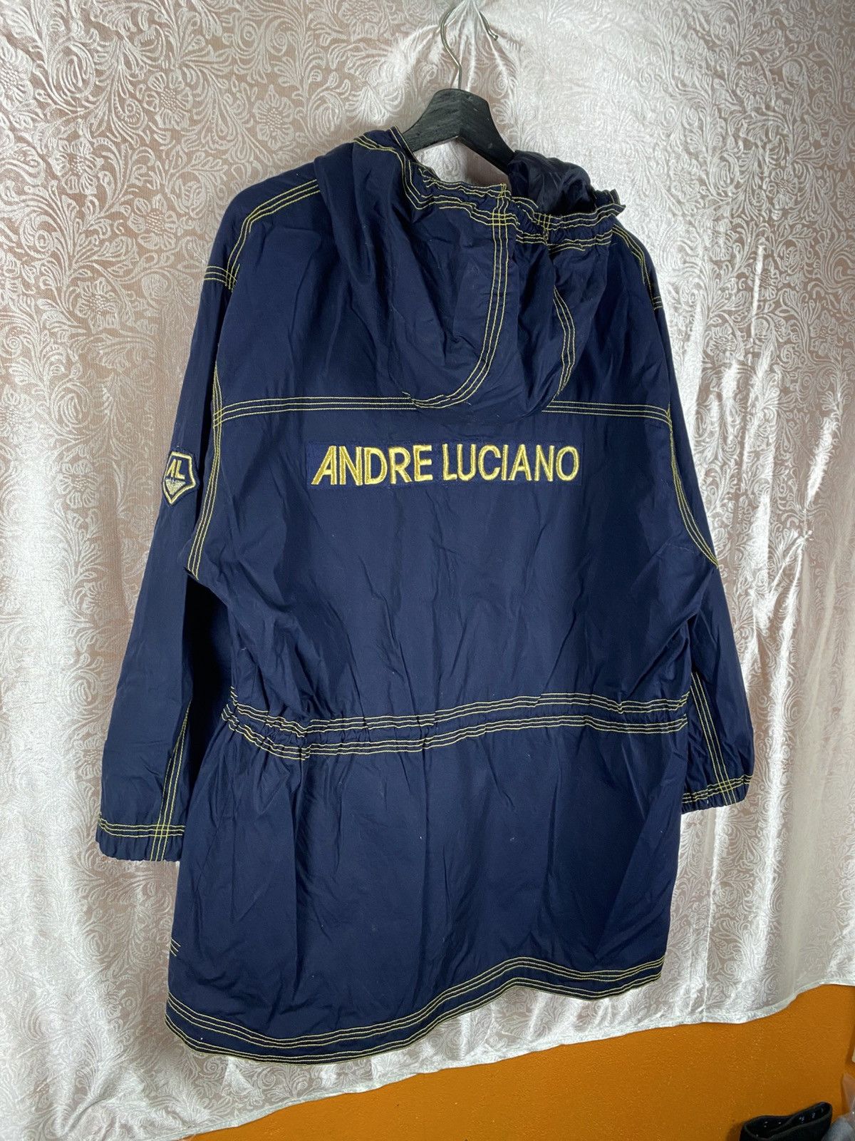 Andreluciano Andre Luciano Navy Hooded Jacket Gold Stitching Windbreaker Size US M / EU 48-50 / 2 - 9 Thumbnail