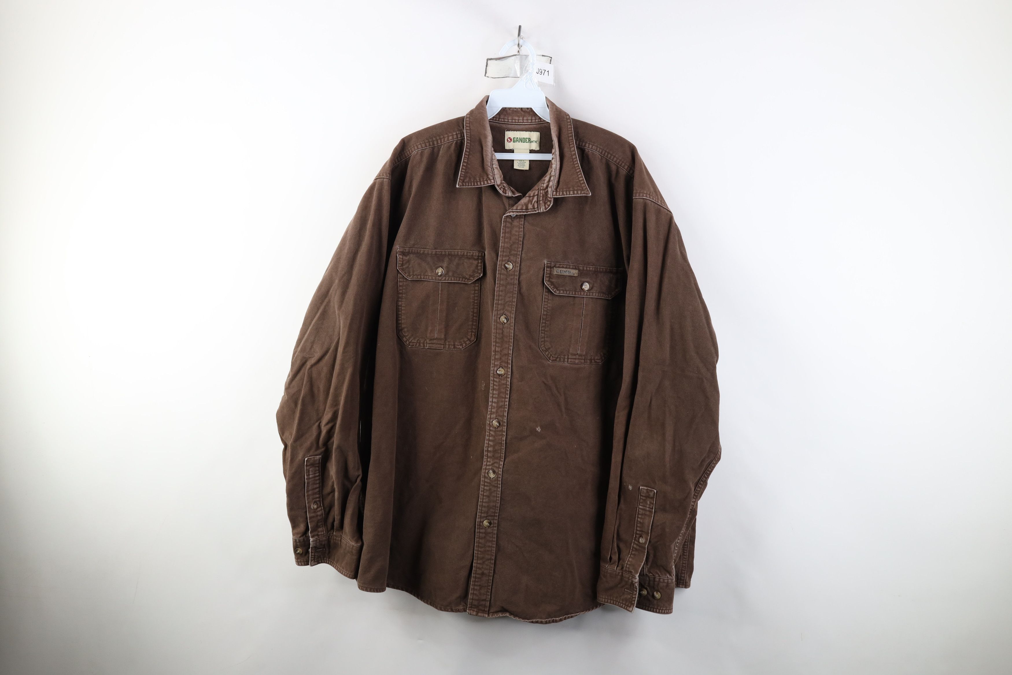 Vintage Vintage 90s Y2K Streetwear Chamois Coth Button Shirt Brown Size US XXL / EU 58 / 5 - 1 Thumbnail