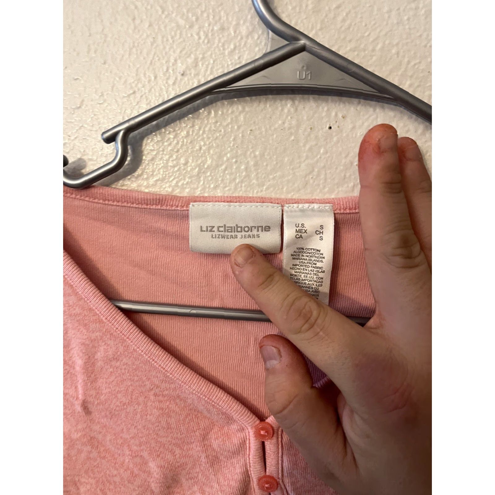 Liz Claiborne Liz Claiborne Shirt Women S White Knit Henley 1/4 Button Up Short Sleeve Ribbed 100% Cotton Basic Breathable Easy Care Lightweight Size S / US 4 / IT 40 - 3 Thumbnail