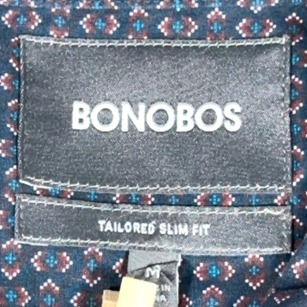 Bonobos Bonobos Shirt Adult MEDIUM Blue Tailored Slim Fit Geometric Print Button Down Size US M / EU 48-50 / 2 - 4 Thumbnail