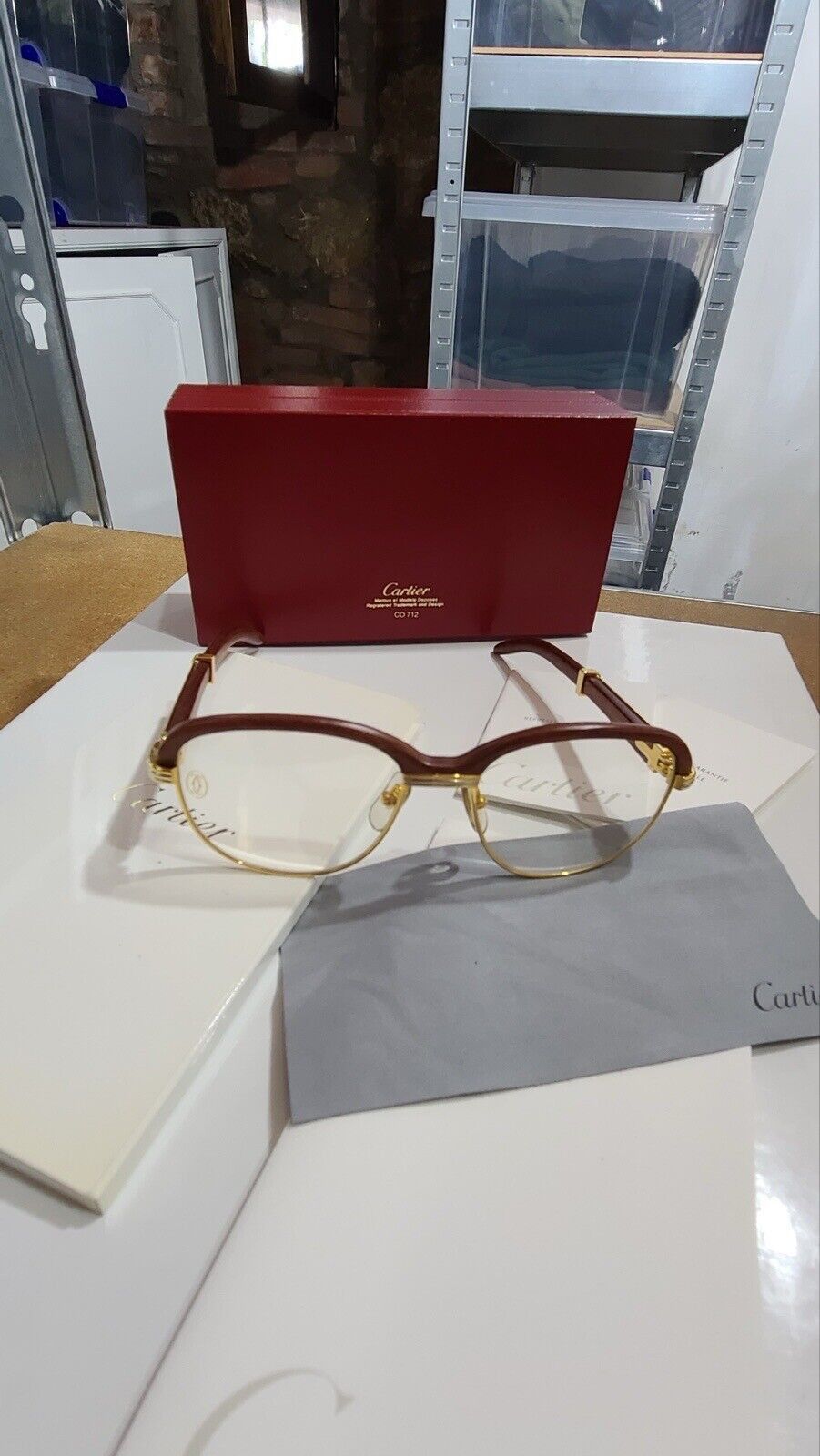 image of Vintage Cartier Malmaison Eyeglasses in Brown, Men's