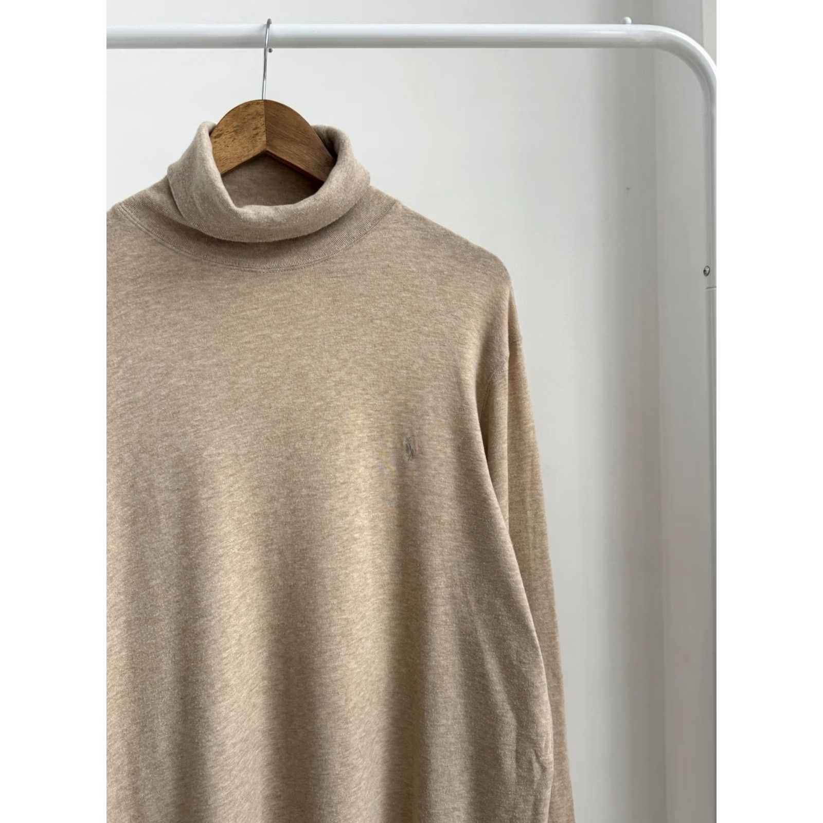 Polo Ralph Lauren VINTAGE Polo Ralph Lauren Mens Turtleneck Top Sweater Beige L Old Money Classic Preppy City USA 90s Stitch? Size US L / EU 52-54 / 3 - 2 Thumbnail
