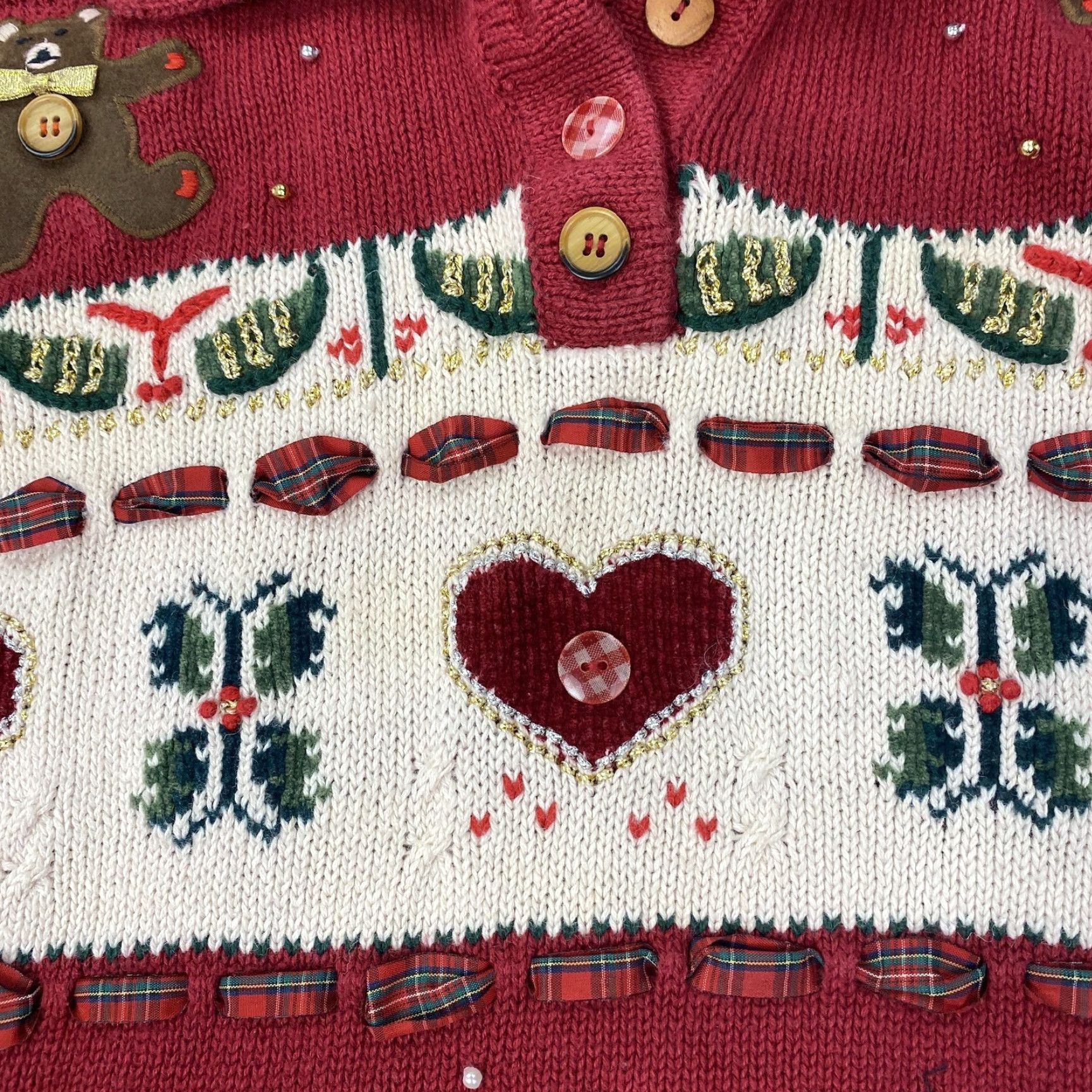 Vintage VINTAGE Karen Scott Sweater Womens Large Red Hand Embroidered Holiday Bears Snowmen Hearts Fair Isle Pullover Christmas Womens Size L / US 10 / IT 46 - 5 Thumbnail