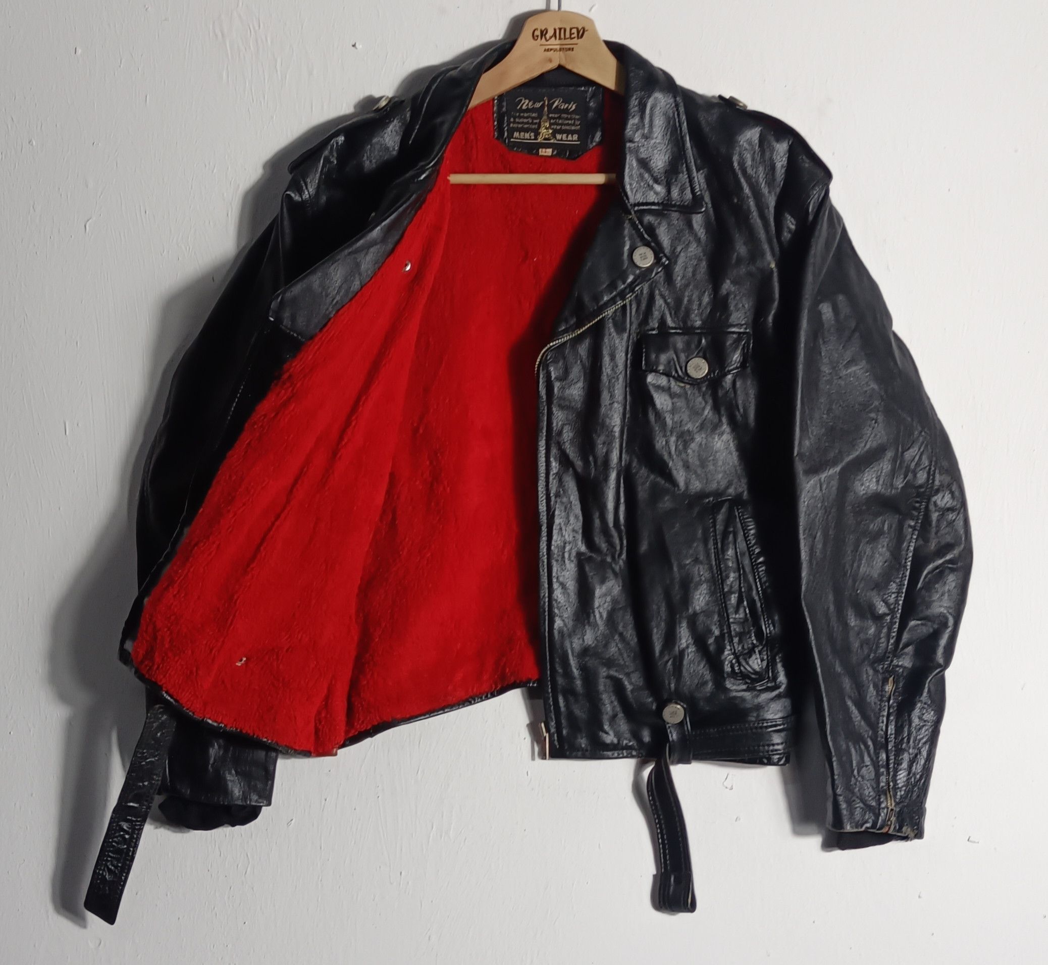 If Six Was Nine Vtg 1980s💥New Paris Bikers Leather Jacket Size US M / EU 48-50 / 2 - 2 Thumbnail