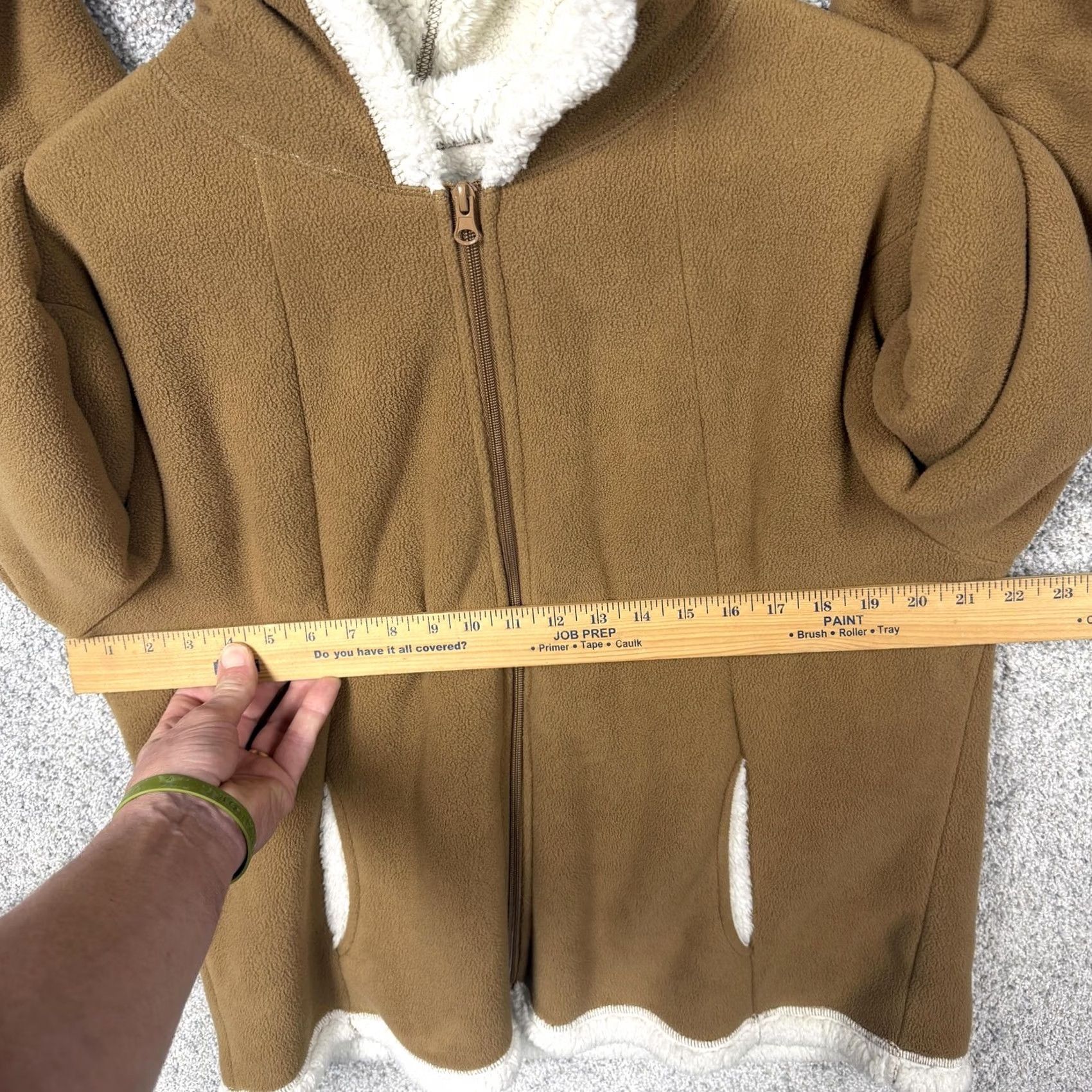 Faded Glory Faded Glory Jacket XL Urban Camel Fleece Hooded Sherpa Lined Short Jacket Women Casual Fall Winter Cabincore Granola Girl Style Shirt/Coat (no N/A) Size XL / US 12-14 / IT 48-50 - 4 Thumbnail