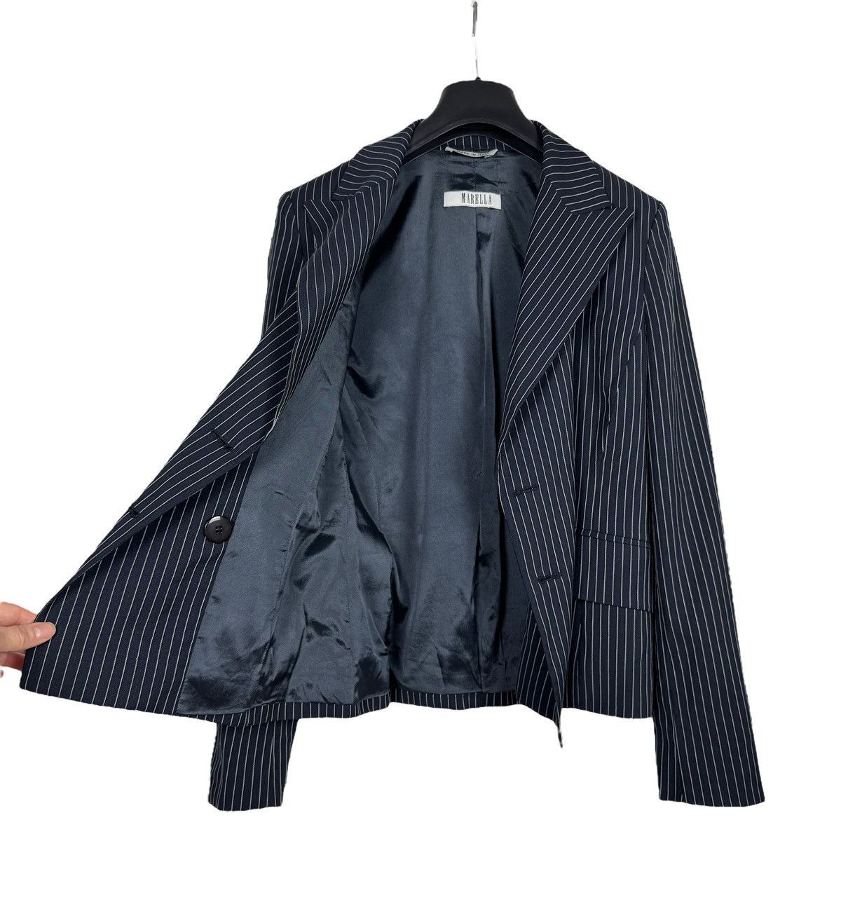Marella Marella Virgin Wool Striped Blazer Double-Breasted size US10 Size L / US 10 / IT 46 - 11 Thumbnail
