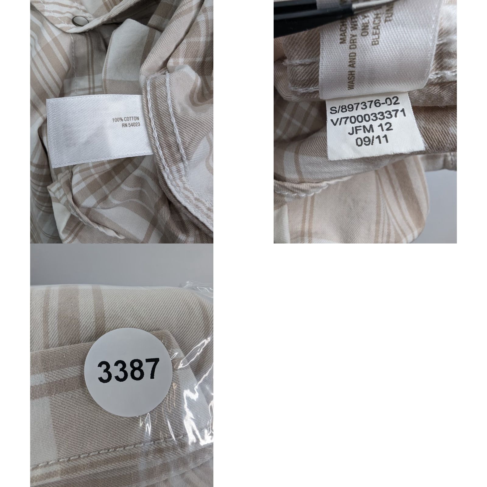 Old Navy Old Navy Button-Up Western Plaid Shirt XL Men Long Sleeve Snap Beige Cotton Size US XL / EU 56 / 4 - 8 Thumbnail