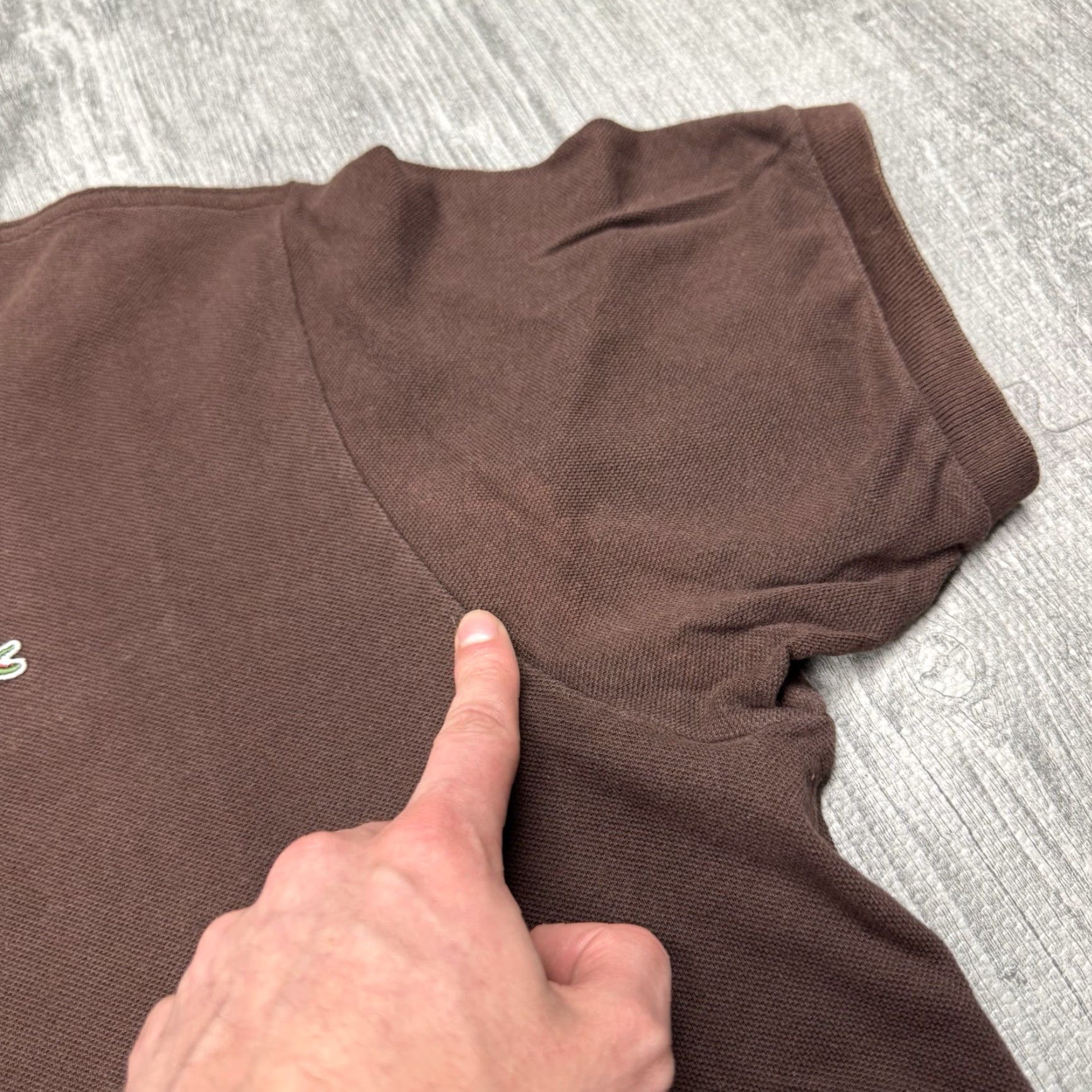 Lacoste LACOSTE Mens Polo Shirt Short Sleeve Pique Cotton Golf Casual 7 Brown Unique Design Size US M / EU 48-50 / 2 - 3 Thumbnail