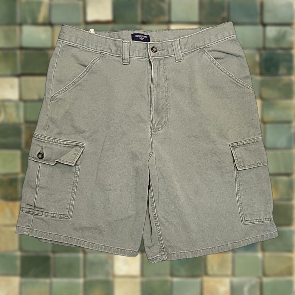 Dockers VTG Dockers Shorts Mens 34 Green Cargo Flat Front 100% Cotton Twill Work Chino Size US 34 / EU 50 - 1 Thumbnail