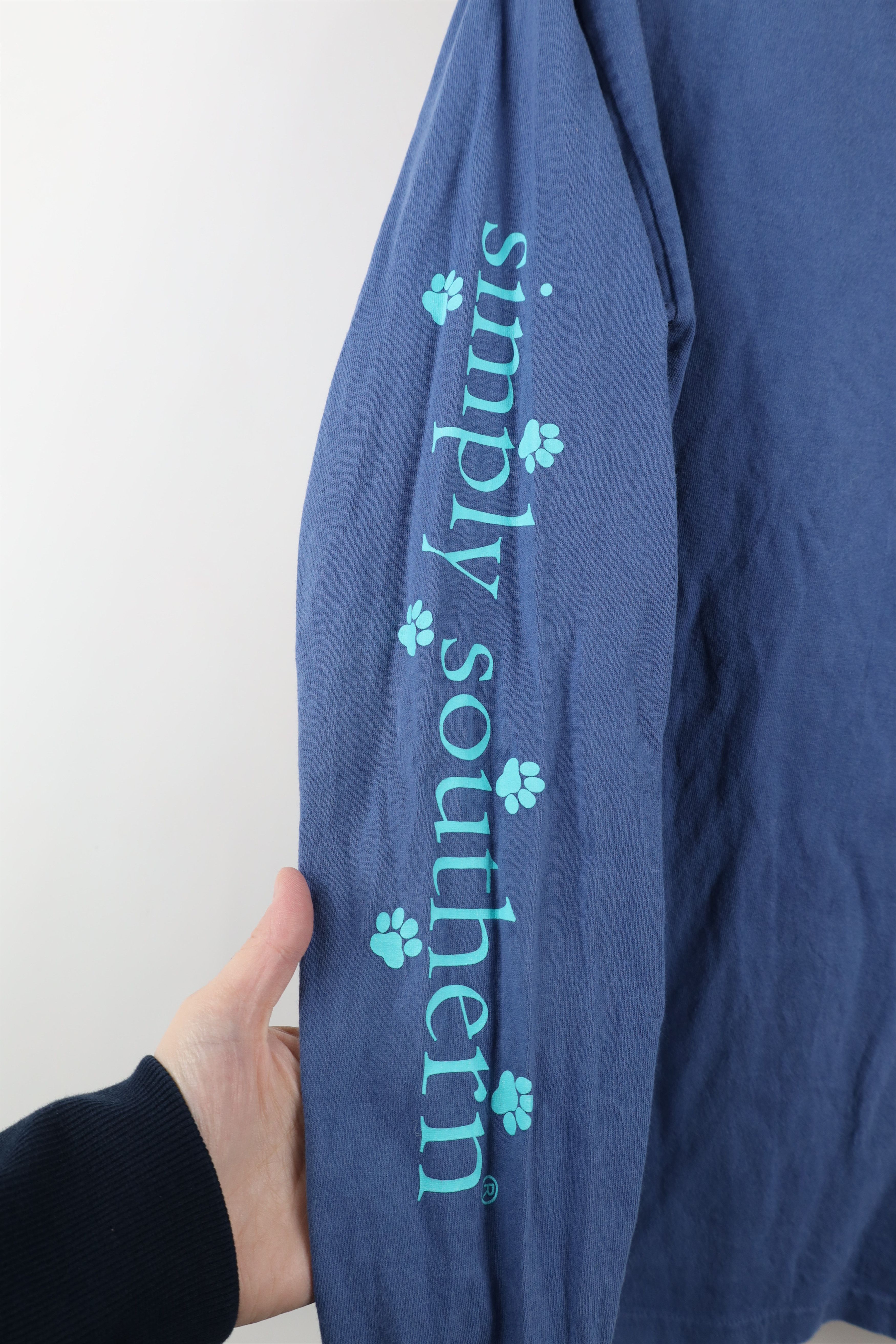 Vintage Simply Southern Spell Out Puppy Dog Long Sleeve T-Shirt Blue Size S / US 4 / IT 40 - 7 Thumbnail