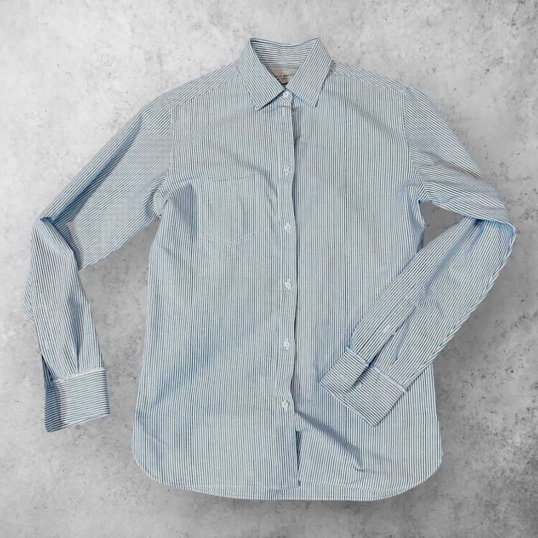 Golden Goose GOLDEN GOOSE White & Light Blue Stripes Long Sleeves Shirt Size US M / EU 48-50 / 2 - 1 Thumbnail