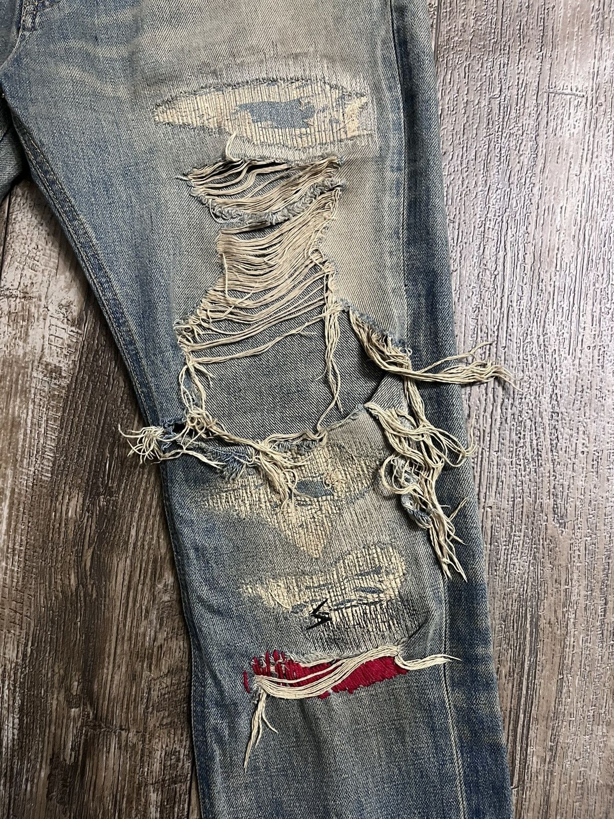 Jun Takahashi × Undercover Undercover 68 Red Yarn Denim Size US 32 / EU 48 - 3 Thumbnail