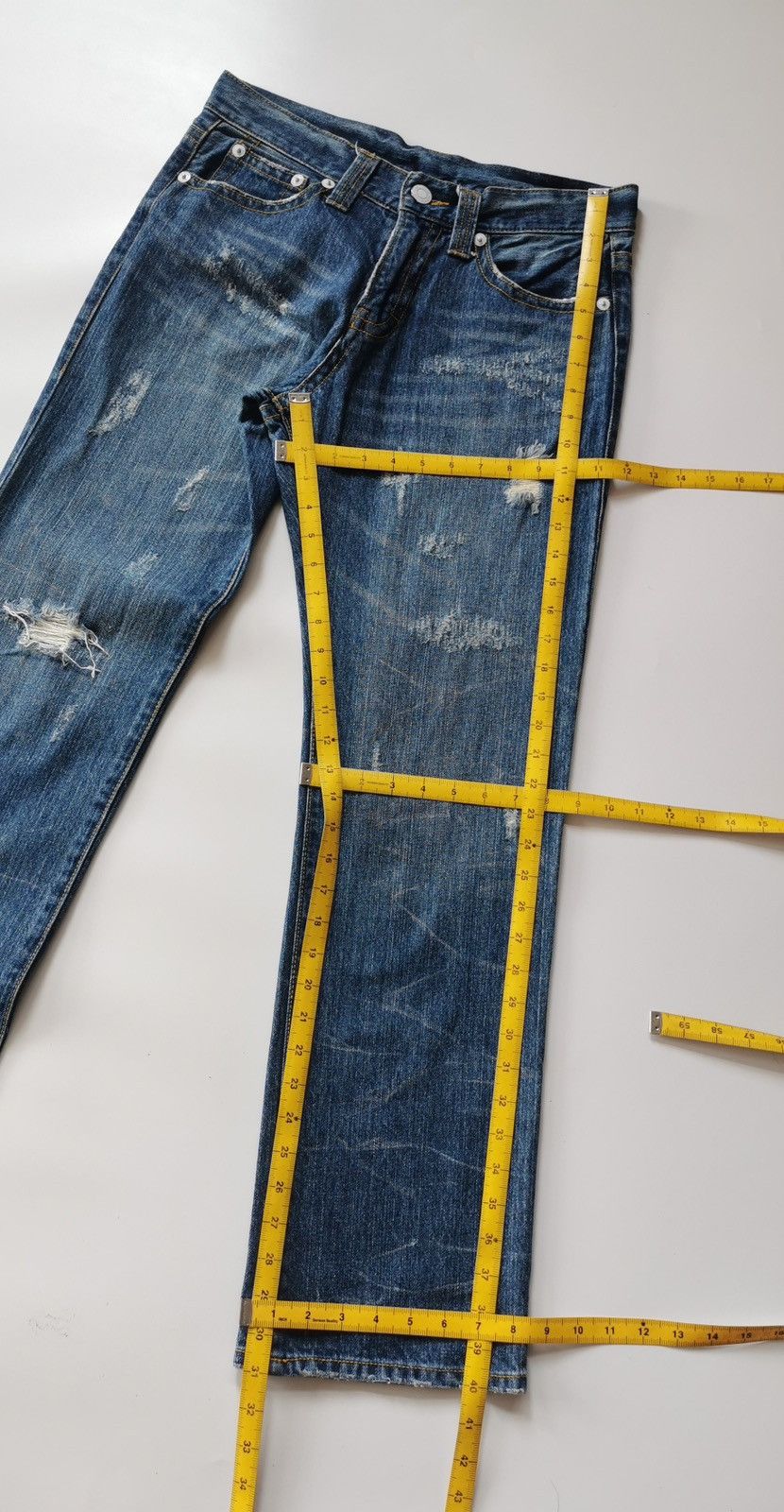 Vintage Route 57 Florida Print Distressed Denim Jeans Size US 31 - 11 Thumbnail