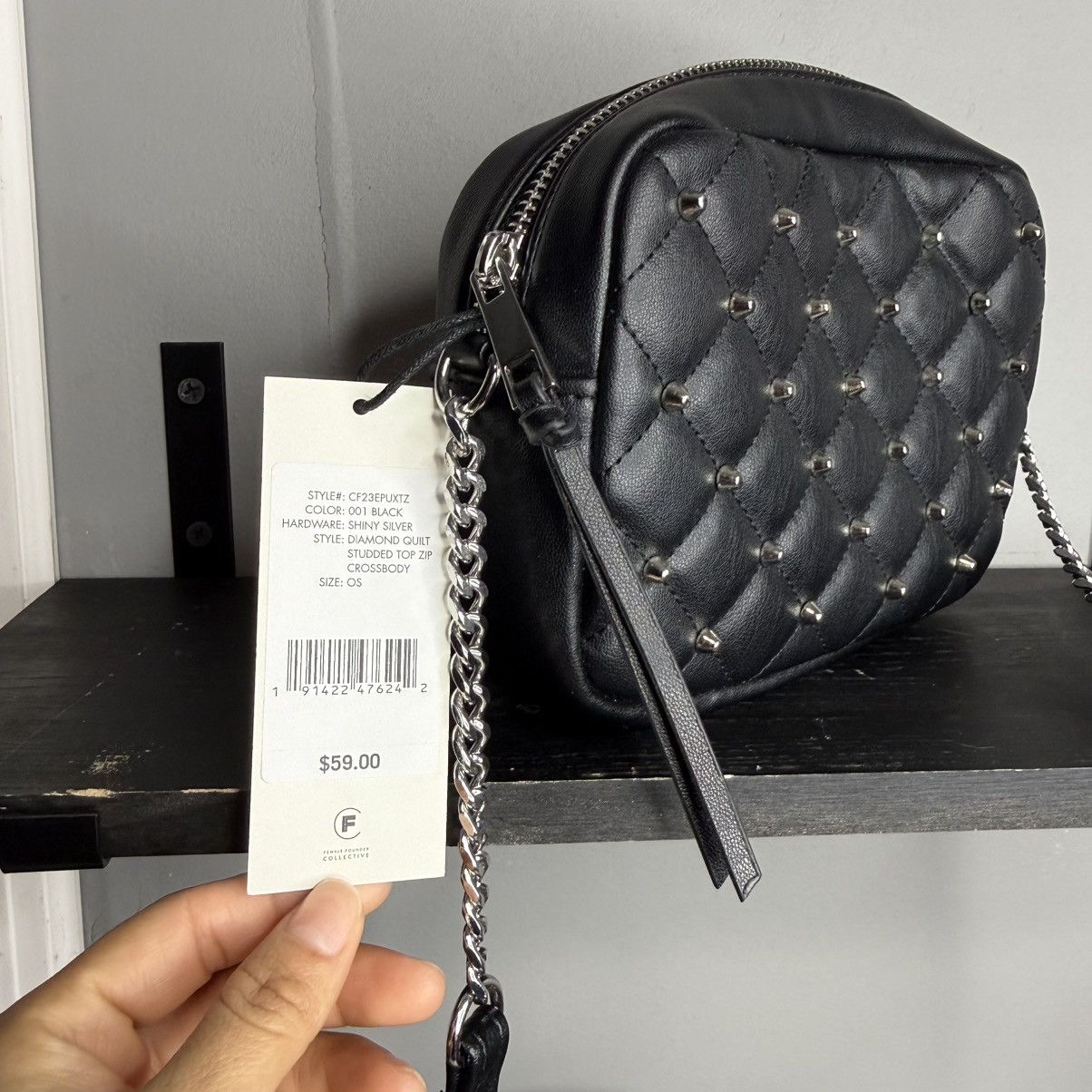 Rebecca Minkoff Rebecca Minkoff Black Quilted Studded Crossbody Bag Purse Size ONE SIZE - 2 Thumbnail