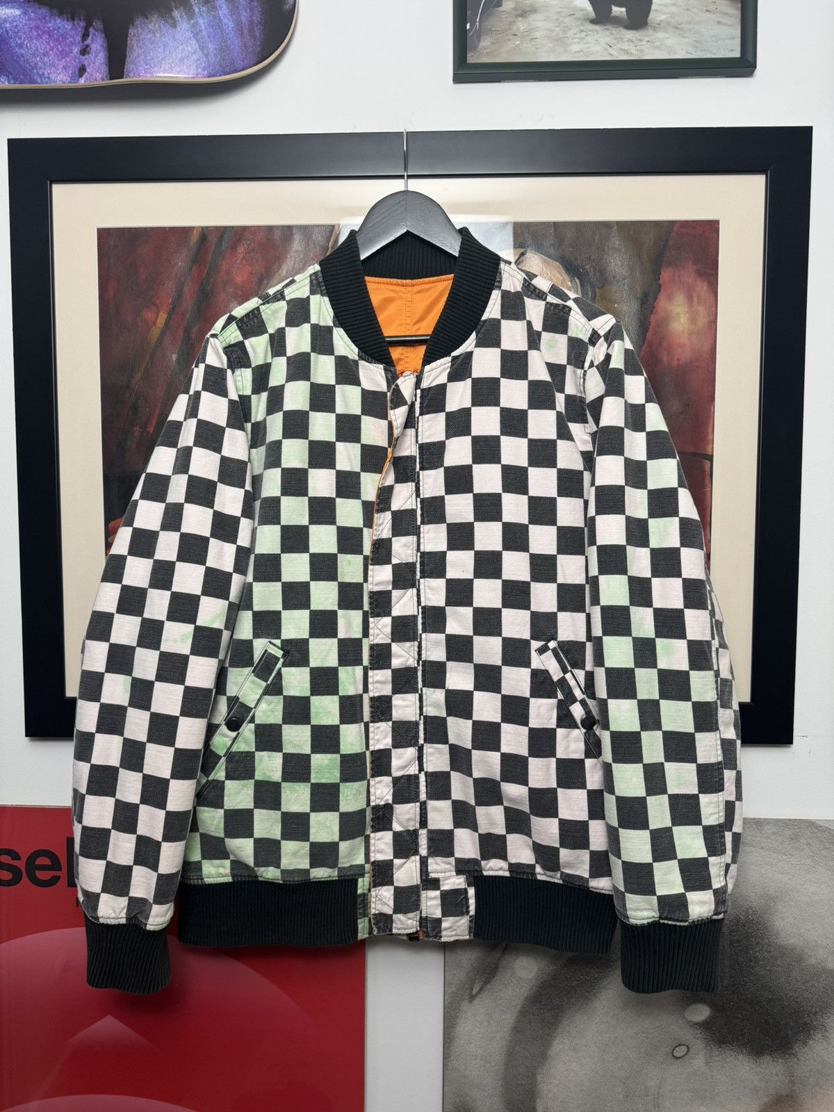 Supreme SS16 Supreme Reversible Checkered MA-1 Bomber Jacket Orange Size US L / EU 52-54 / 3 - 4 Thumbnail