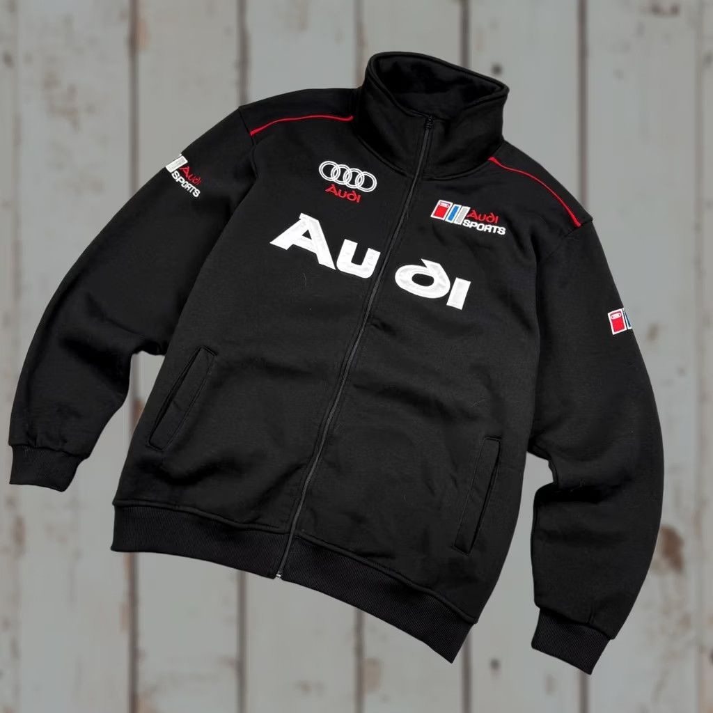 Logo 7 VINTAGE Audi Racing Full Zip Sweatshirt Men 2XL Black 90s Logo Vintage Style Shirt Size US XXL / EU 58 / 5 - 1 Thumbnail