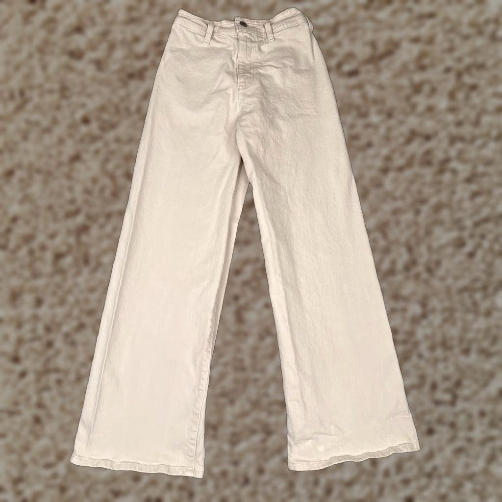 Vintage Universal Thread Jeans Women 00 Beige Wide Leg Ankle High Rise Casual 22x28 Size 24" / US 00 / IT 34 - 1 Thumbnail