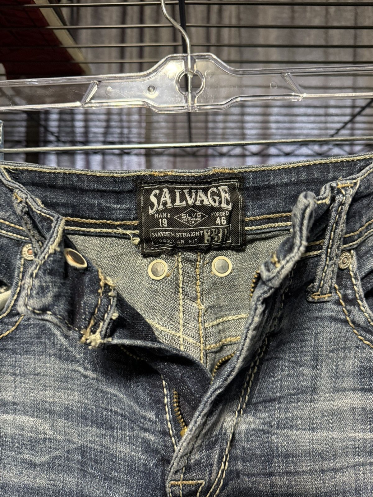 Salvage Salvage Mayhem Straight Distressed 33x32 33R Jeans Buckle Size US 33 - 2 Thumbnail