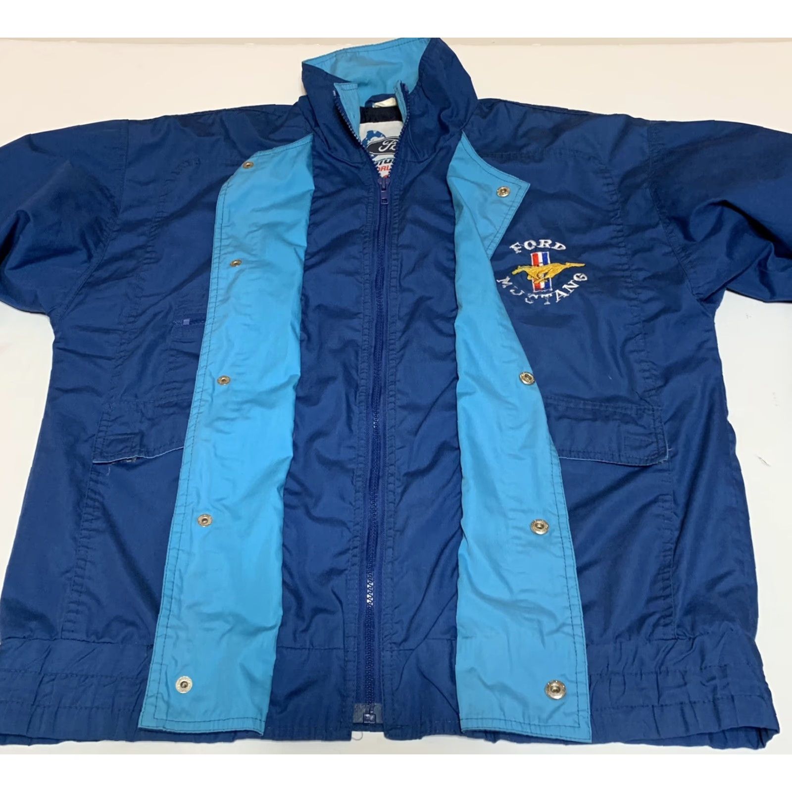 Ford VINTAGE Ford Mustang Mens M Blue Full Zip Jacket Embroidered Mustang Logo Retro Cars Theme Size US M / EU 48-50 / 2 - 6 Thumbnail