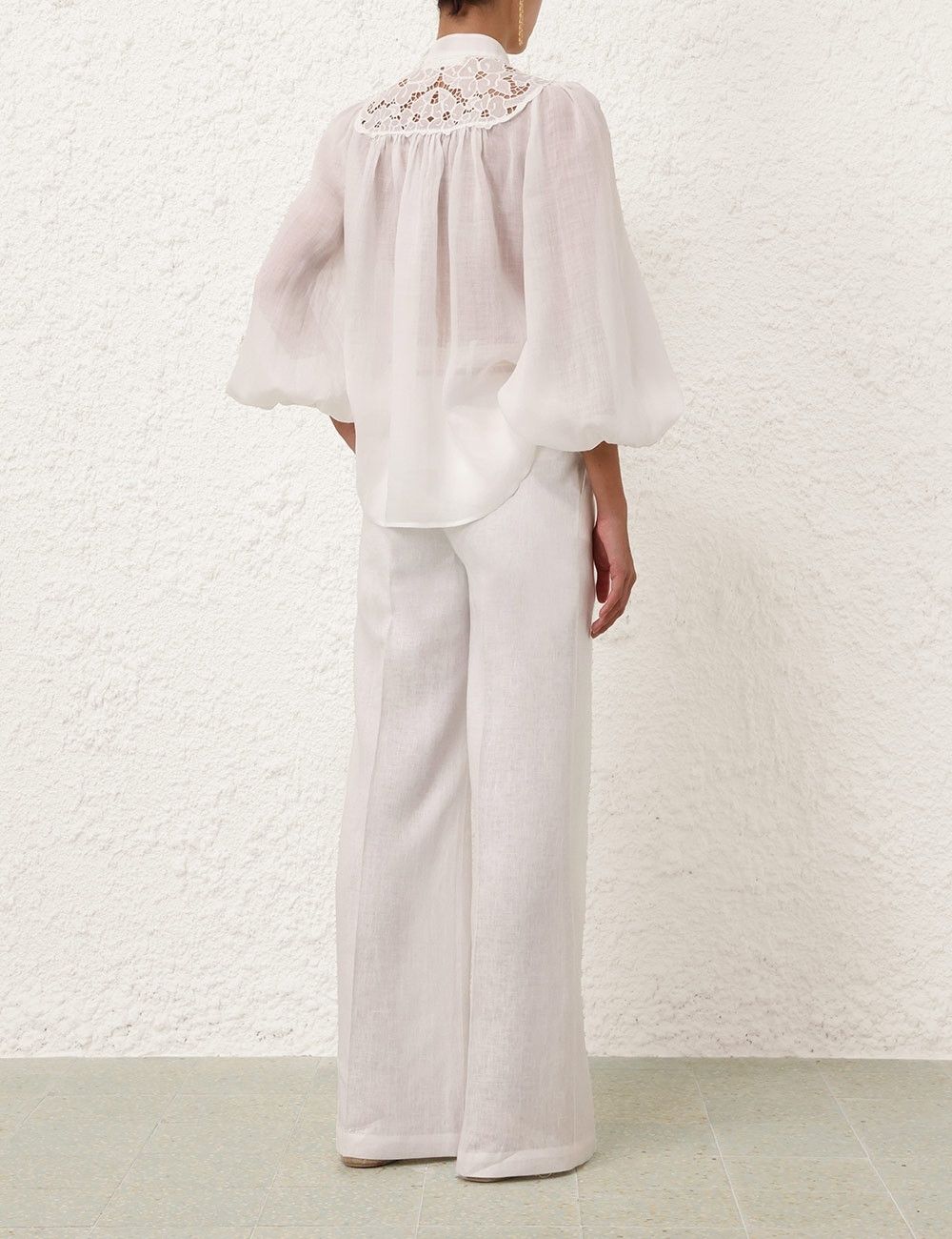 Zimmermann oc11z0525 Embroidered Yoke Blouse in White Size L / US 10 / IT 46 - 4 Thumbnail