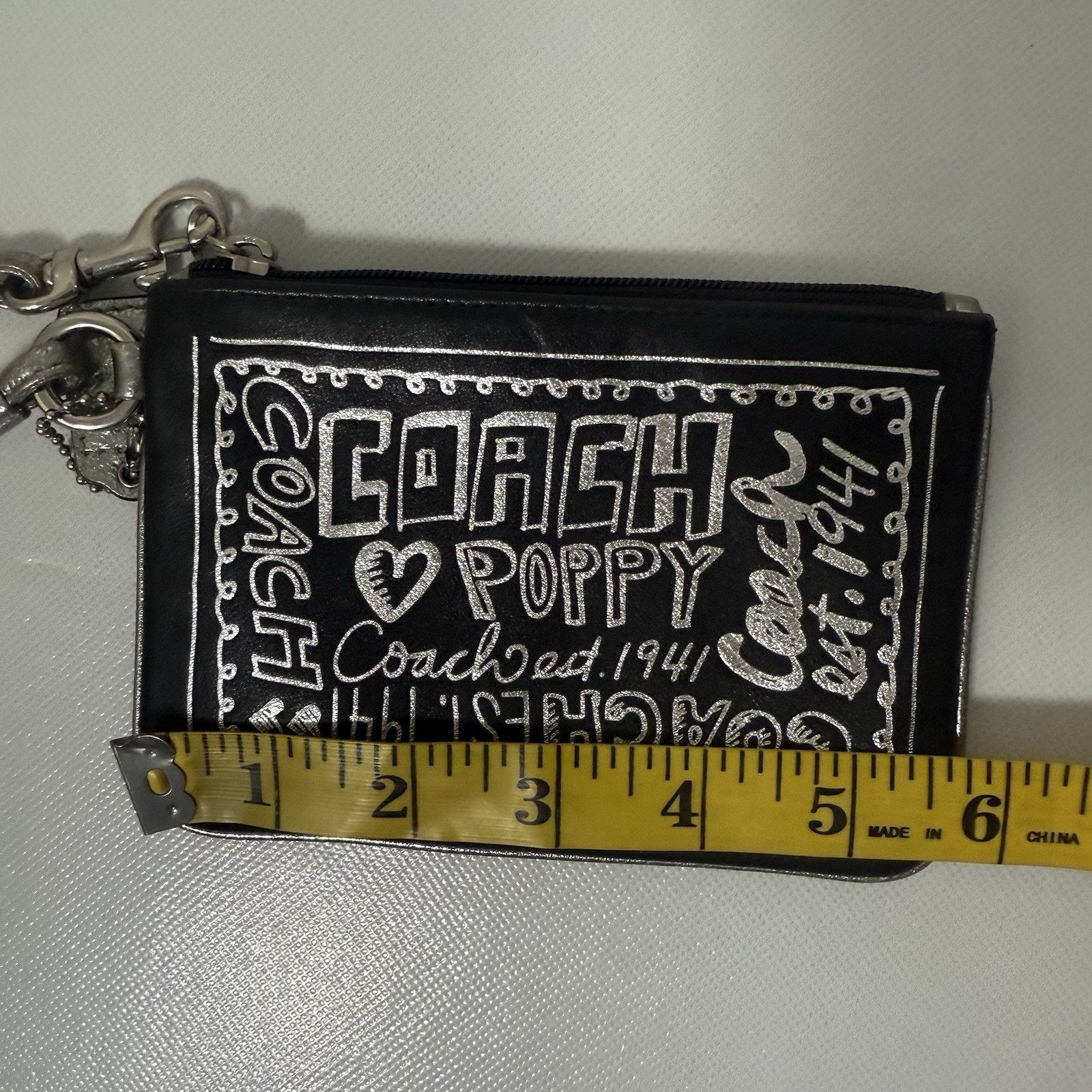 Coach Coach Poppy Black Wristlet Wallet Card Holder Silver Y2K Size ONE SIZE - 7 Thumbnail