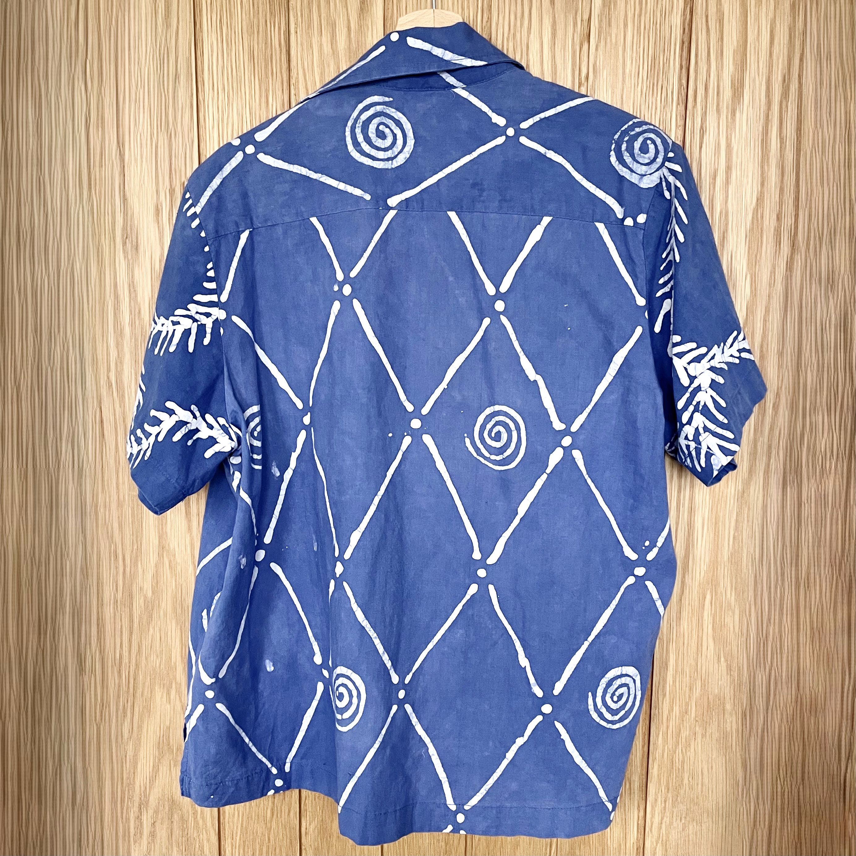 Post-Imperial Post-Imperial Azure Blue ‘Ijebu’ Adire Camp Shirt - L Size US L / EU 52-54 / 3 - 8 Thumbnail