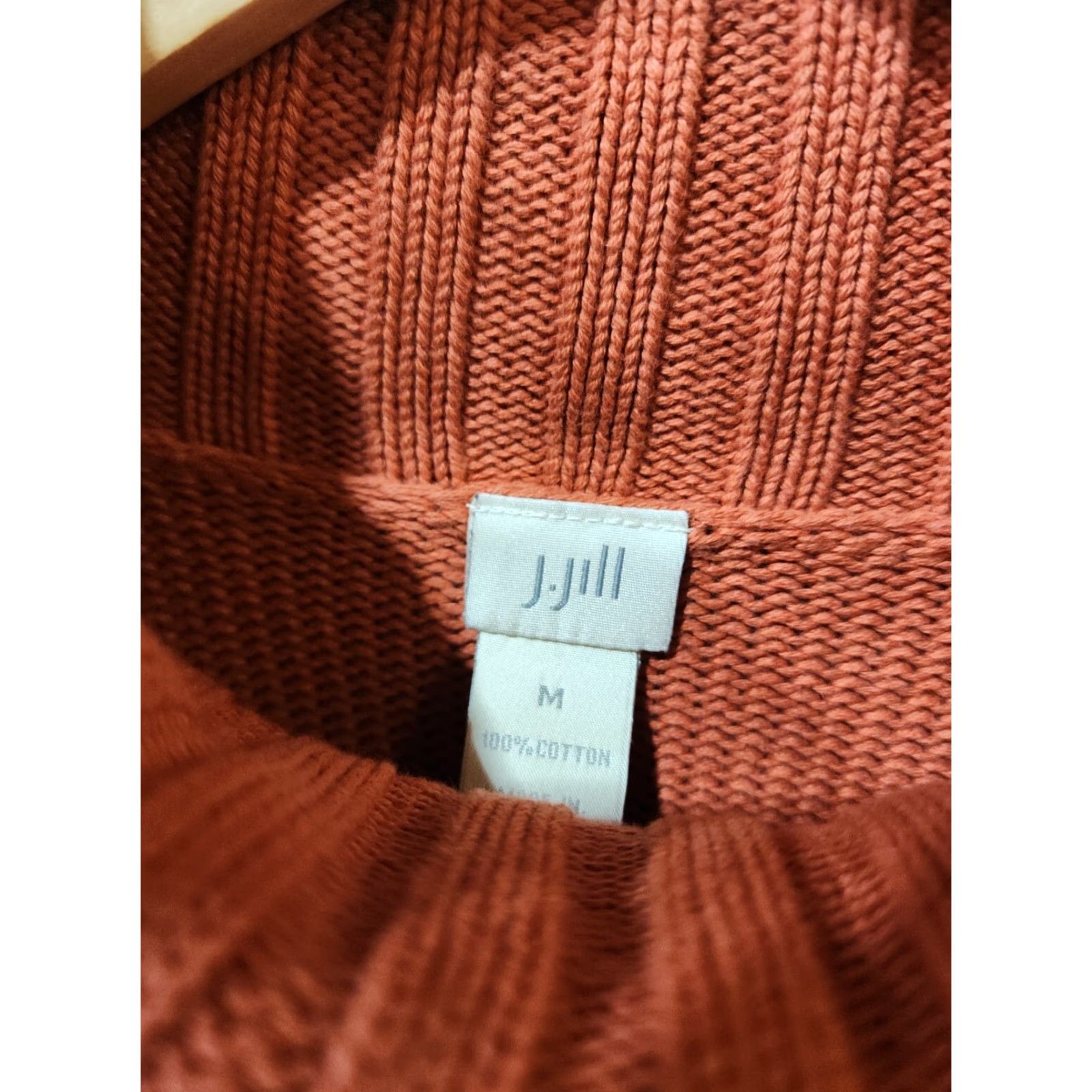 J. Jill J.Jill Womens Knit Orange Turtleneck Medium Shirt Clothing Knit Top Wom en Casual Regular 100% Cotton Pullover Long Sleeve Size M / US 6-8 / IT 42-44 - 3 Thumbnail
