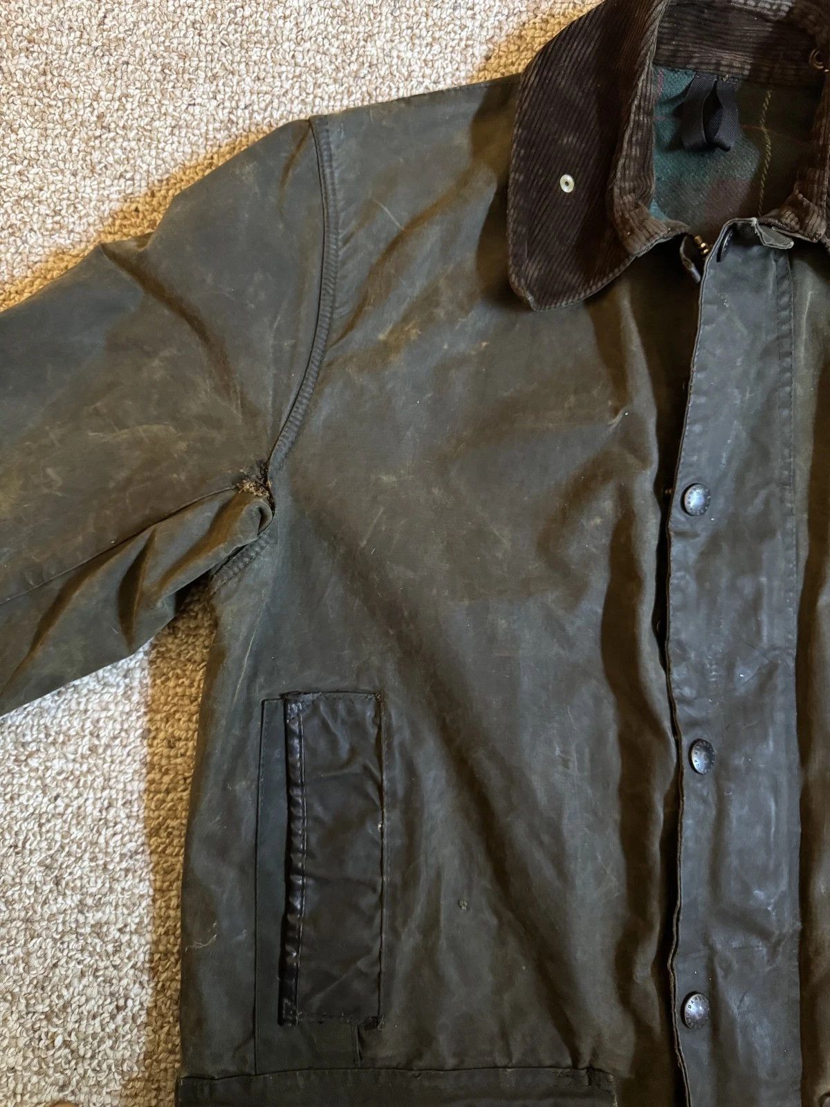 Barbour "NORTHUMBRIA" Parka Jacket (waxed, lined, olive, C38 S-M) Size US M / EU 48-50 / 2 - 4 Thumbnail