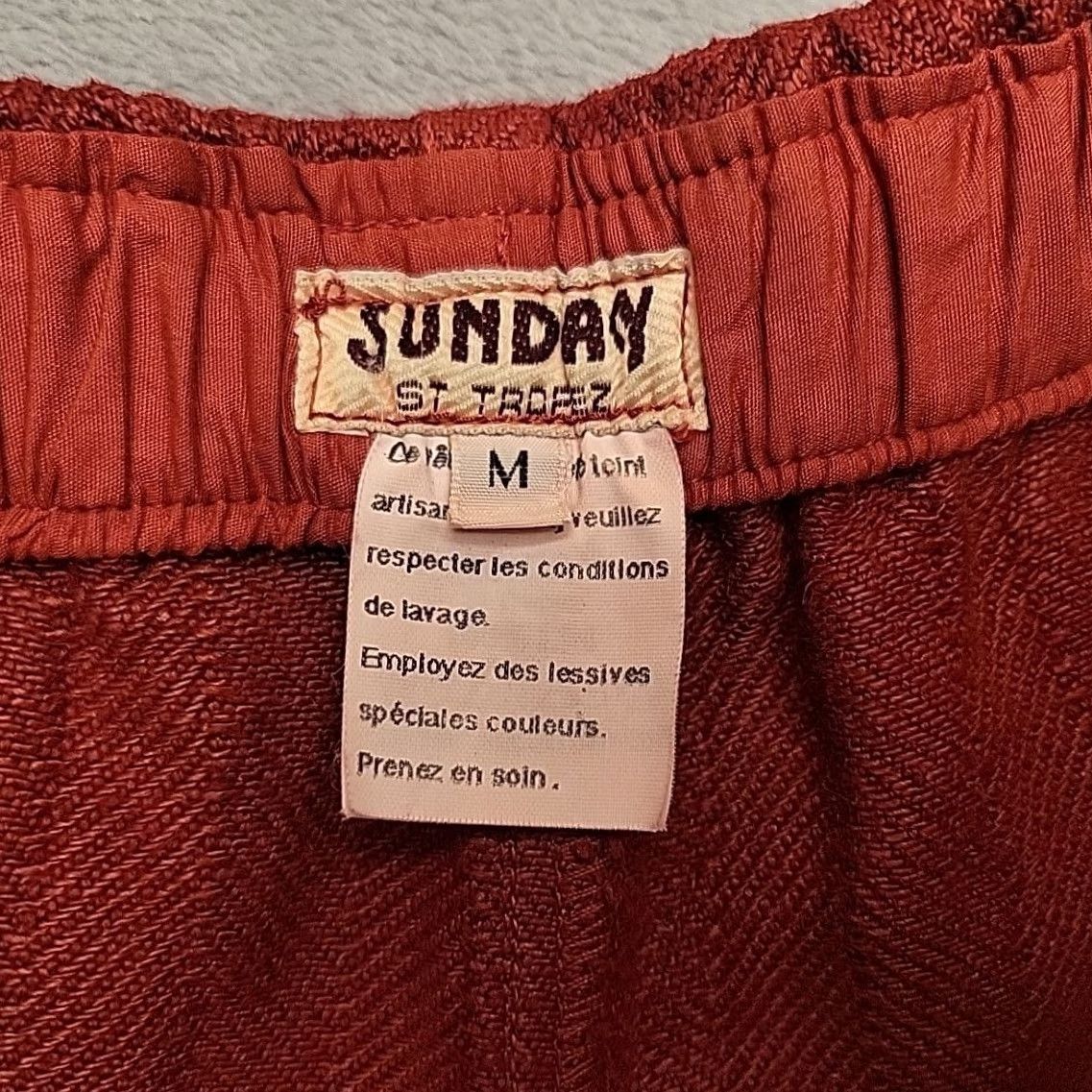 Vintage Sunday St Tropez Pants Womens M Red Cropped Relaxed Boho Lagenlook Linen Viscose Pockets Straight Size 32" / US 10 / IT 46 - 4 Thumbnail