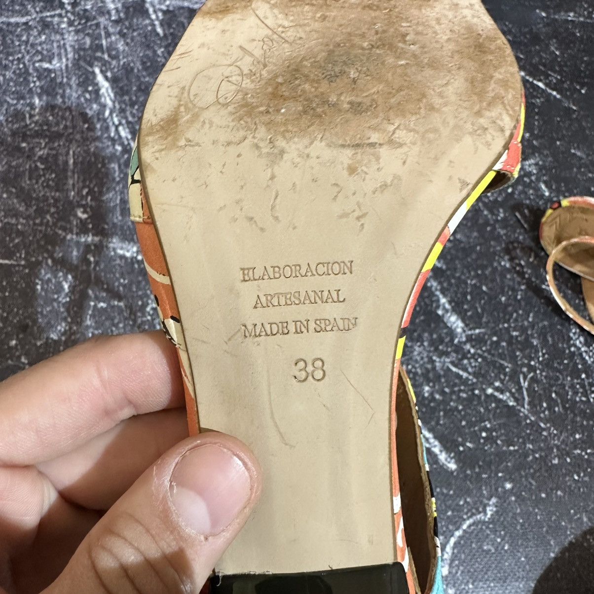 Japanese Brand Pedro Miralles Multi Floral Leather Heels Size 38 LV Style Size US 8 / IT 38 - 9 Thumbnail
