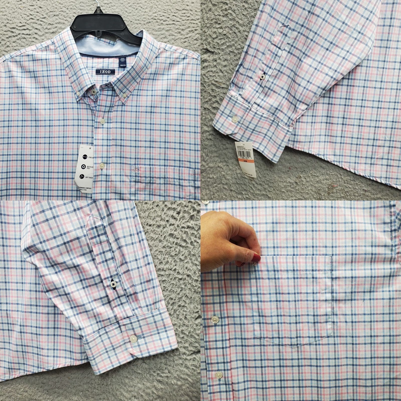 Izod IZOD Mens Shirt 3XB Multi Plaid Woven Long Sleeve Button-Down Casual Mens Size 3XB Color Multicolor Size US XXL / EU 58 / 5 - 8 Thumbnail