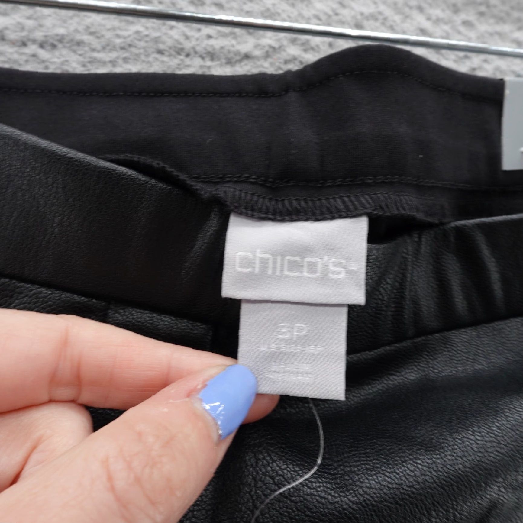 Vintage VINTAGE? No. NWT Chicos Leather Front Ponte Knit Slim Pants Size 3 US 16 Petite Black Womens Size 38" / US 16 / IT 52 - 5 Thumbnail