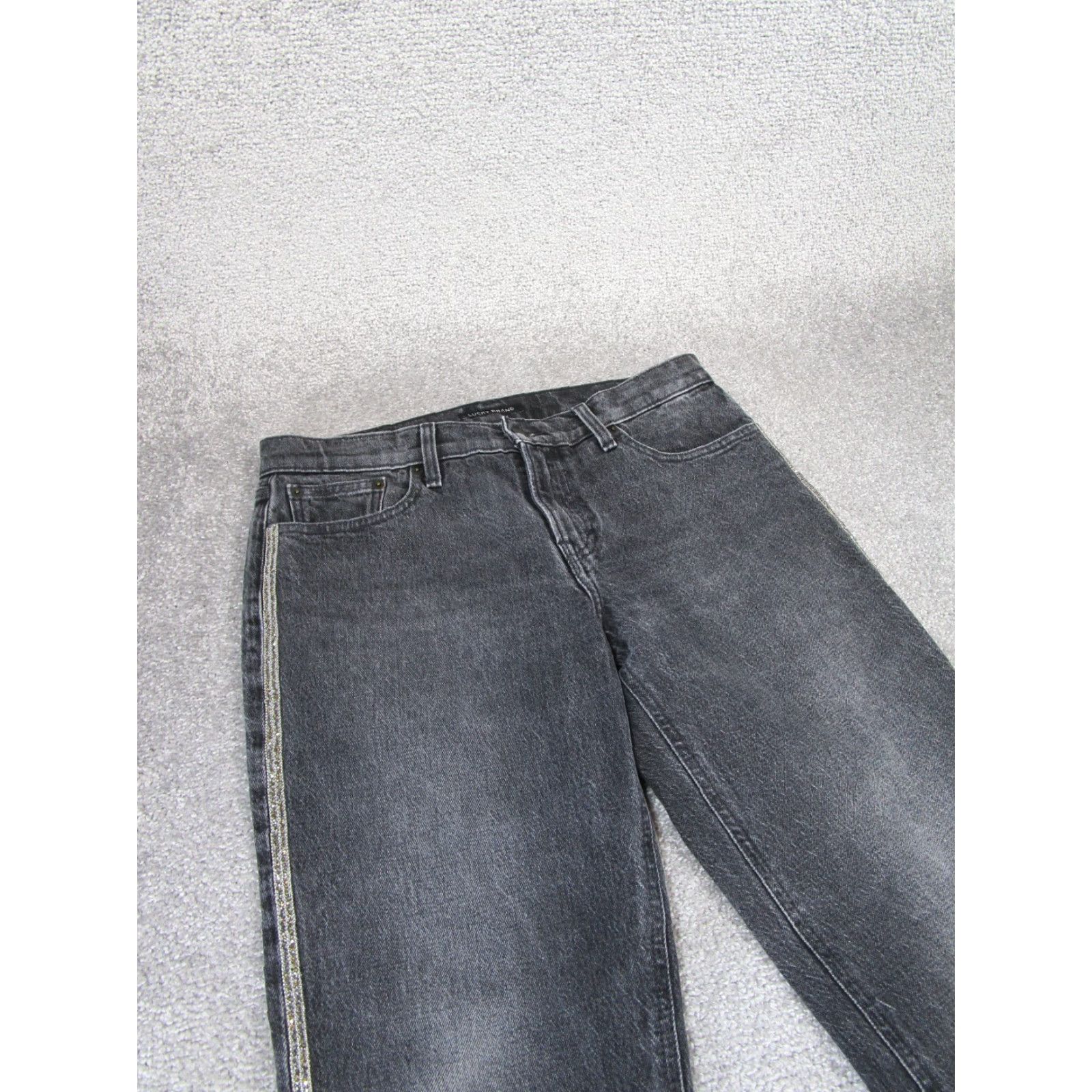 Lucky Brand Lucky Brand Jeans Womens 27 Gray Mid Rise Slim Boyfriend Denim Charcoal Wash Studded Size 27" / US 4 / IT 40 - 2 Thumbnail