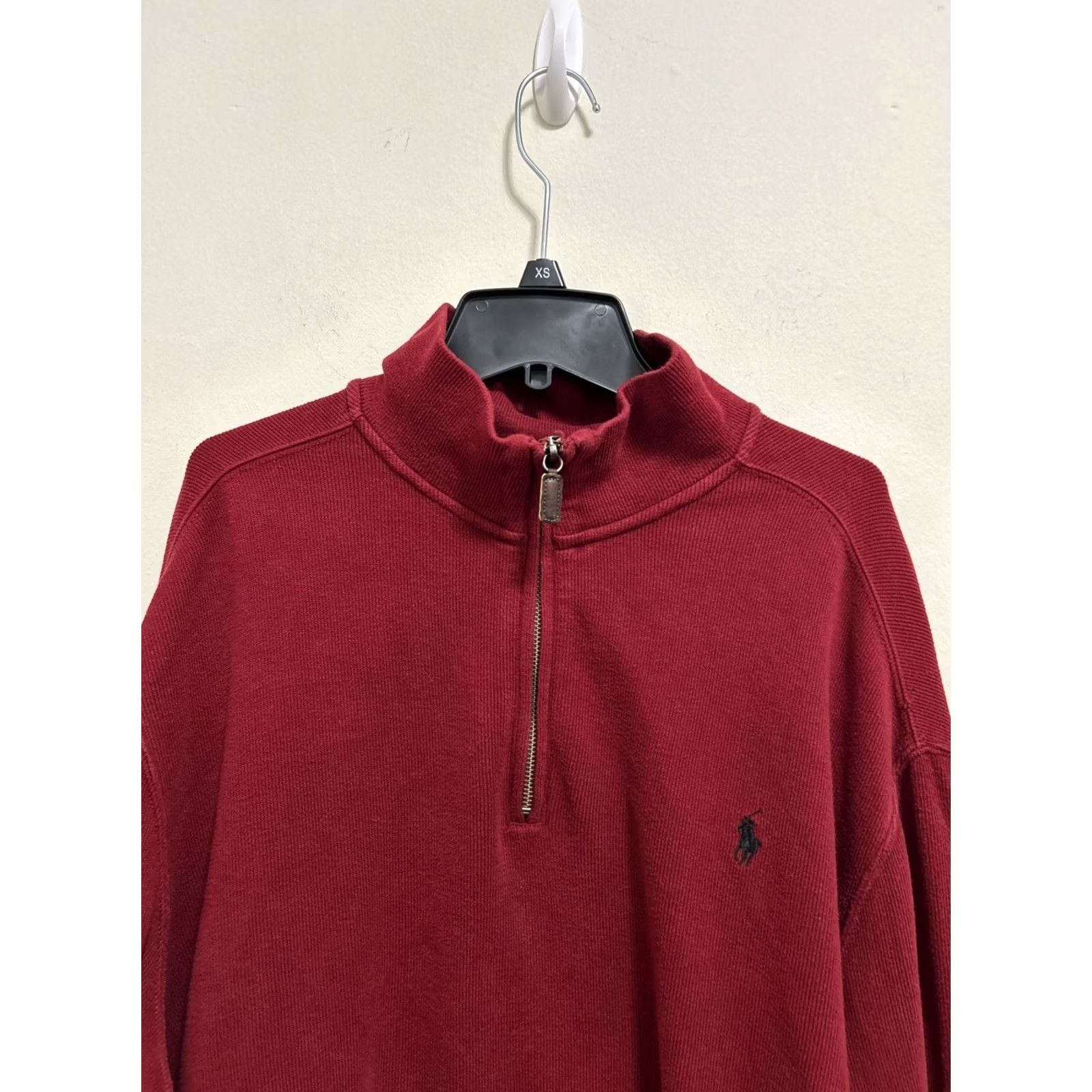 Ralph Lauren Polo Ralph Lauren Sweater Mens XL Red 1/4-Zip Pullover Cotton Rib-Knit Pony Embroidered Logo Vintage No Size US XL / EU 56 / 4 - 2 Thumbnail