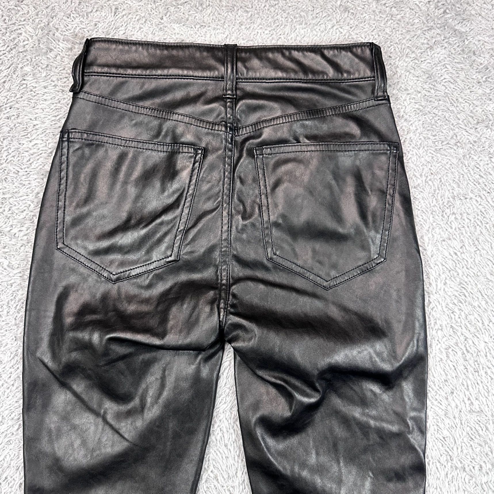 Gap GAP Jeans Womens 24 Black Vegan Leather High Rise Vintage Slim Jeans Size 42" / US 20 - 3 Thumbnail