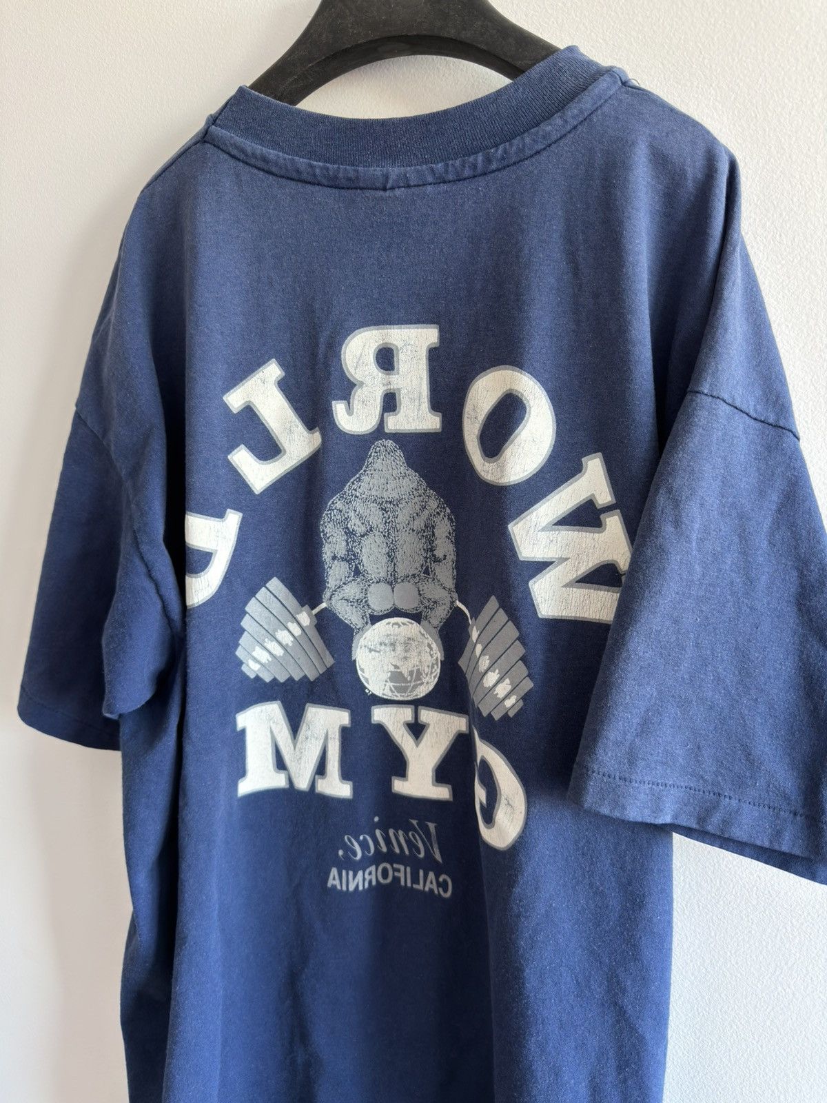 Vintage *RARE* 1980s 90s VINTAGE WORLD GYM GORILLA NAVY BODYBUILDING Size US XXL / EU 58 / 5 - 4 Thumbnail