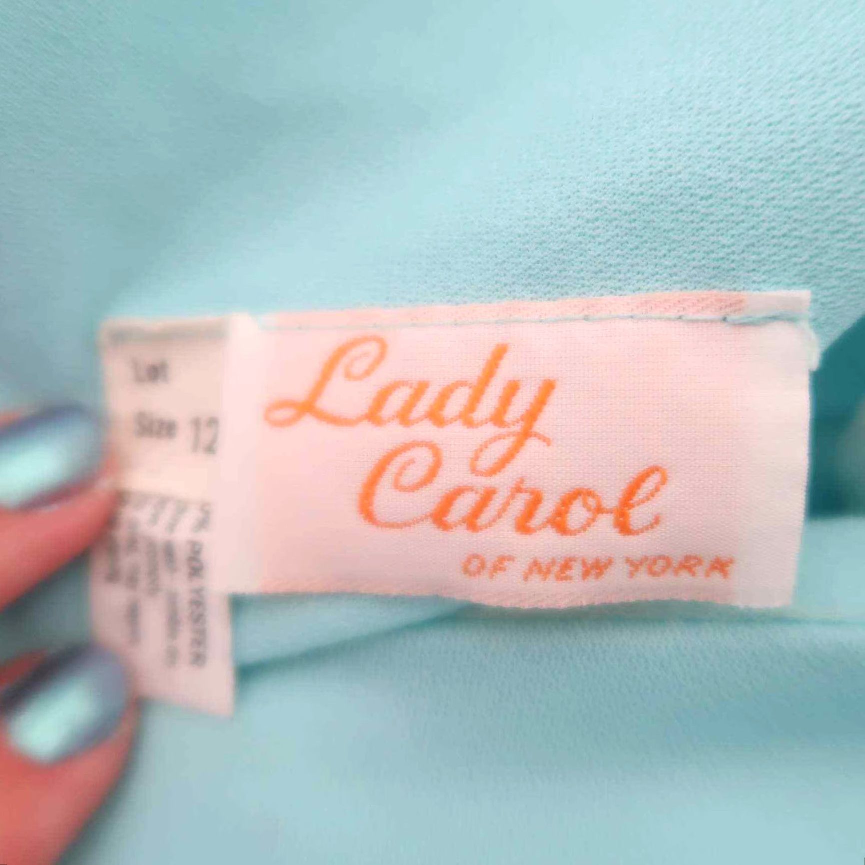 Vintage VINTAGE 70s Lady Carol Blue Blouson Midi Dress 12 Work Secretary/Geek - Polyester - Turquoise - Length 44 - Elastic Waist - Excellent Condition Size XL / US 12-14 / IT 48-50 - 6 Thumbnail