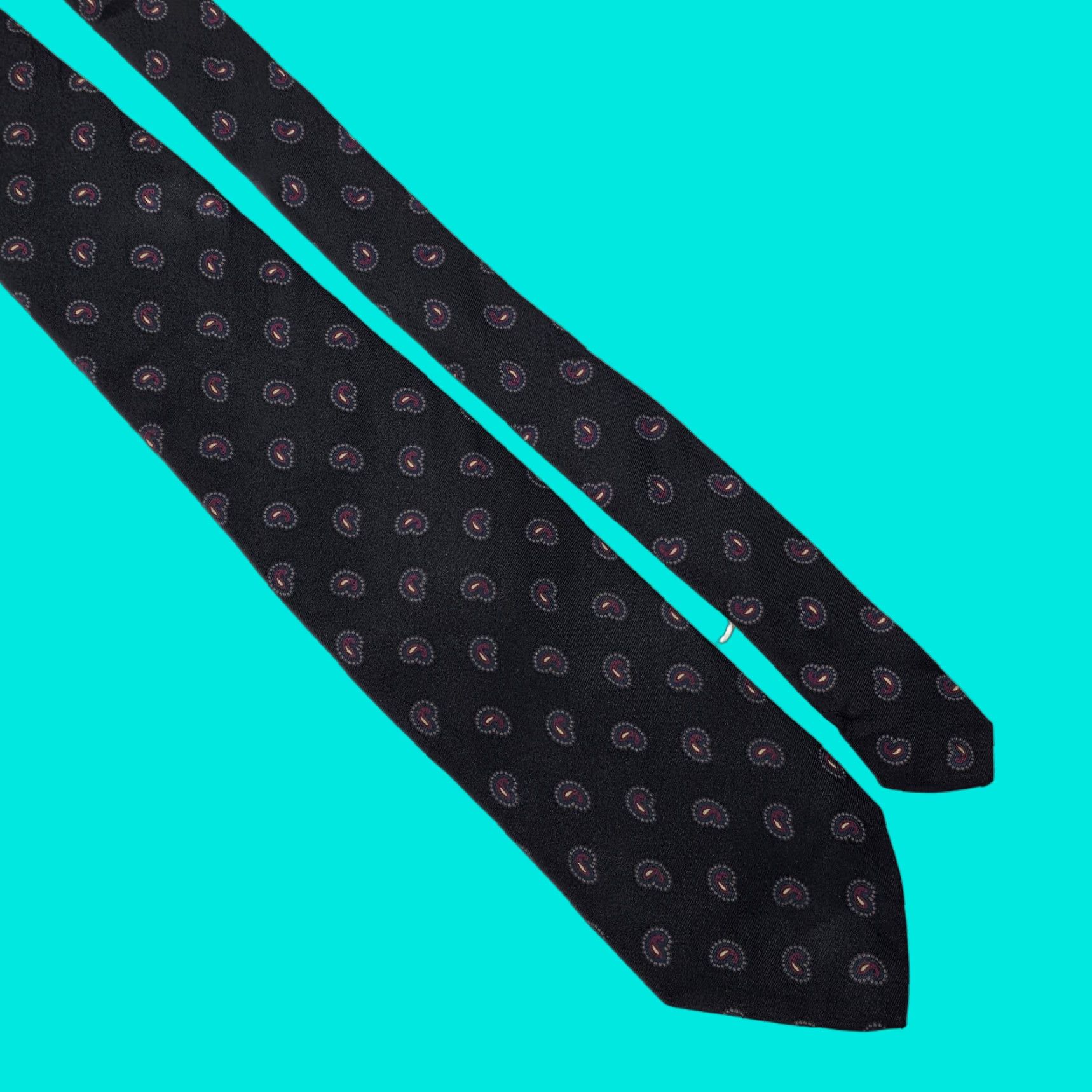 Robert Talbott VINTAGE Robert Talbott Silk Tie Mens Black Paisley Hand Painted Necktie Stylish Classic Size ONE SIZE - 1 Thumbnail