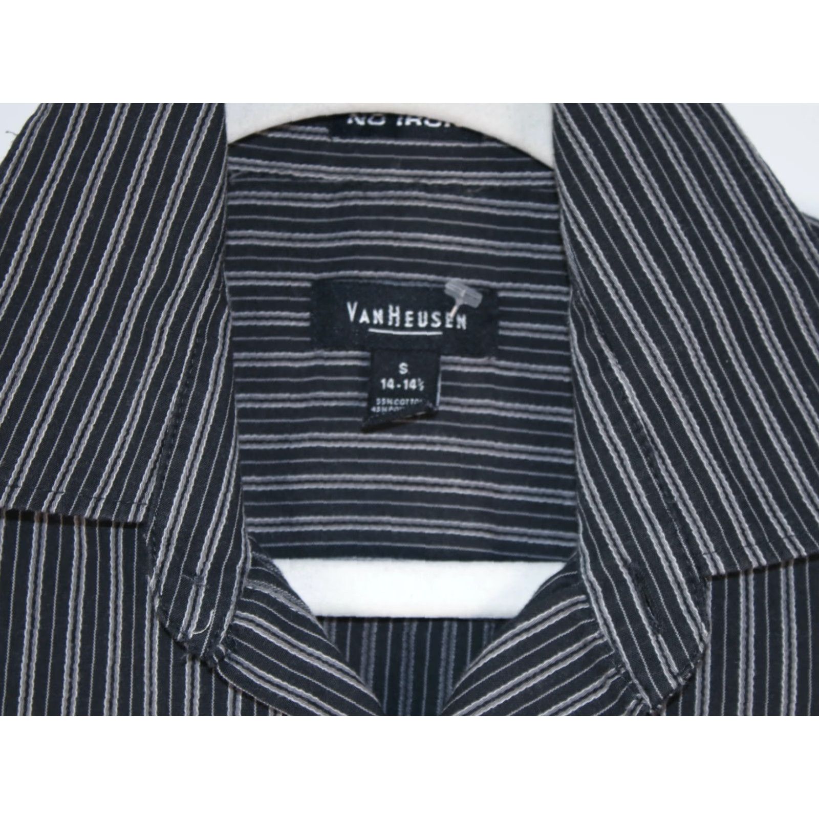 Van Heusen Van Heusen Striped Button-Up Shirt No Iron Casual Men's Small Black 14.5 Size US S / EU 44-46 / 1 - 4 Thumbnail
