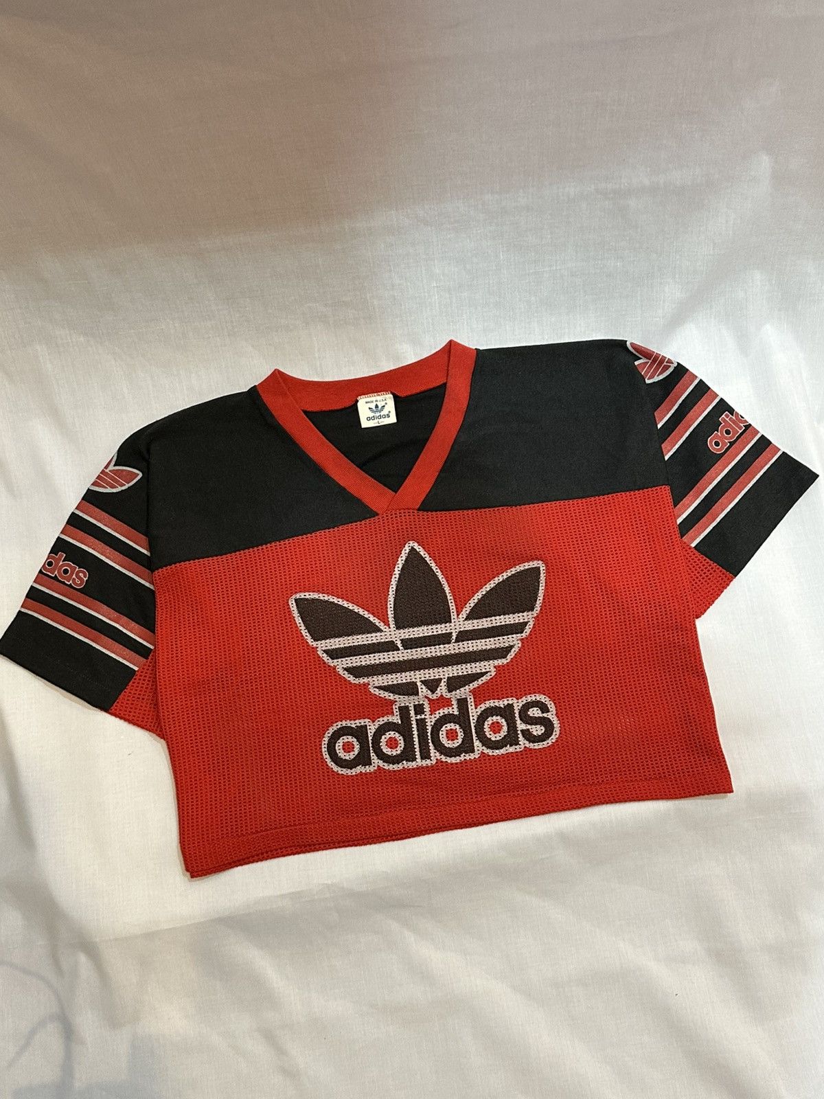 Adidas vintage Adidas 1980s‼️Originals jersey styled as a crop top Size L / US 10 / IT 46 - 2 Thumbnail