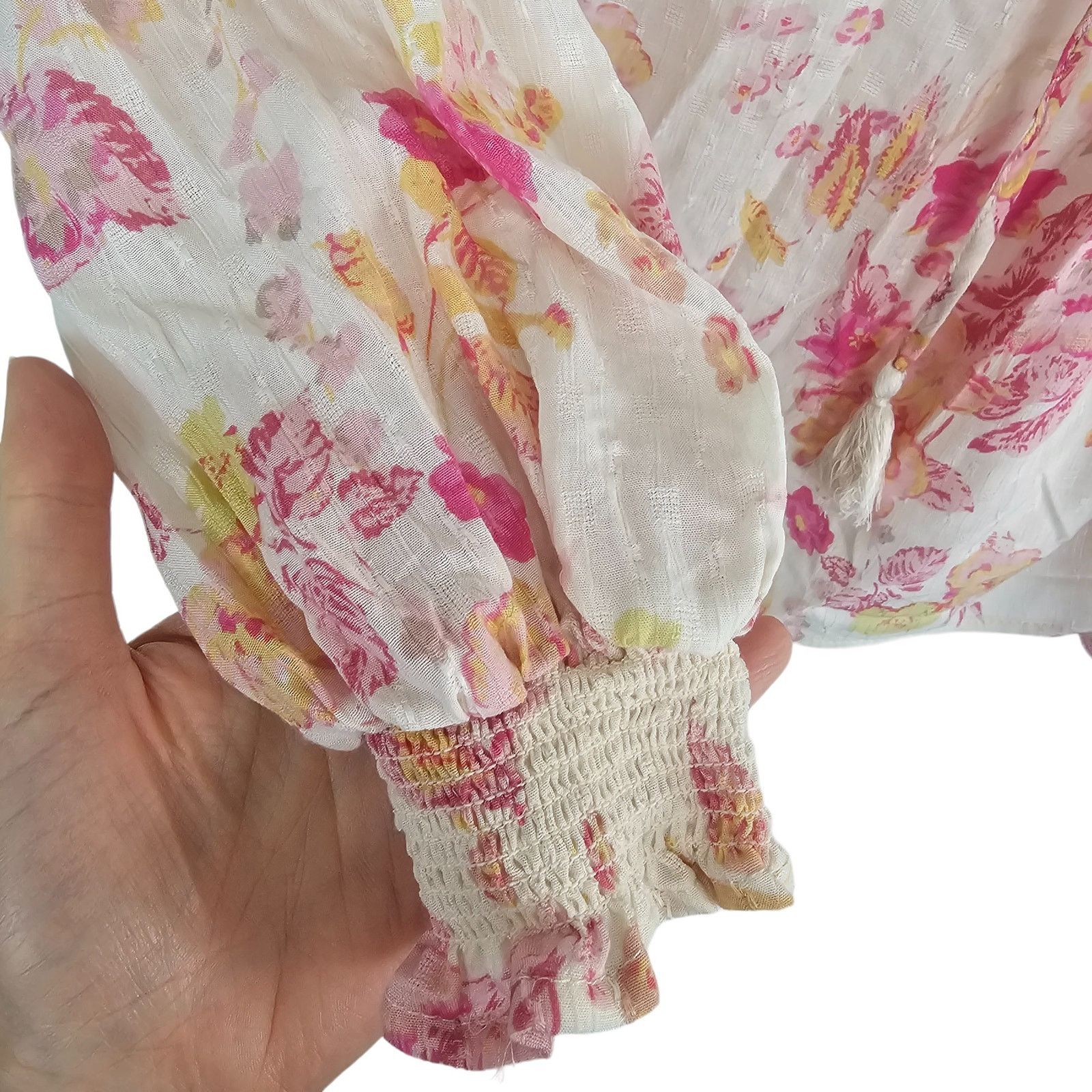 Joie Joie Floral Peasant Blouse Cottagecore Romantic Feminine Size M / US 6-8 / IT 42-44 - 4 Thumbnail