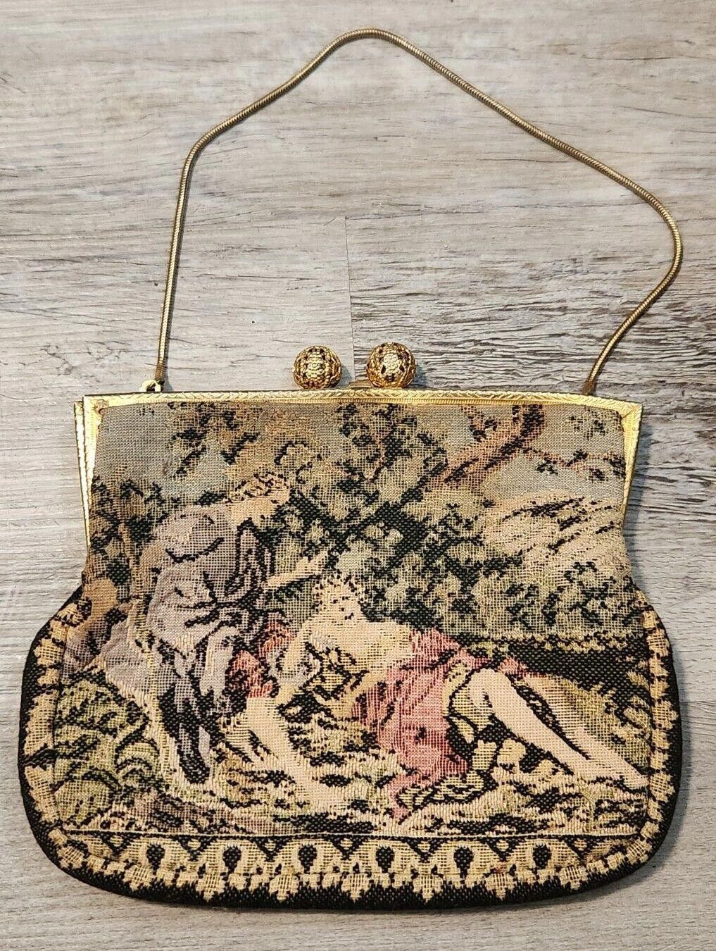 Handmade Vintage Tapestry Purse Clutch 30's 40's Belill Made In West Size ONE SIZE - 1 Thumbnail