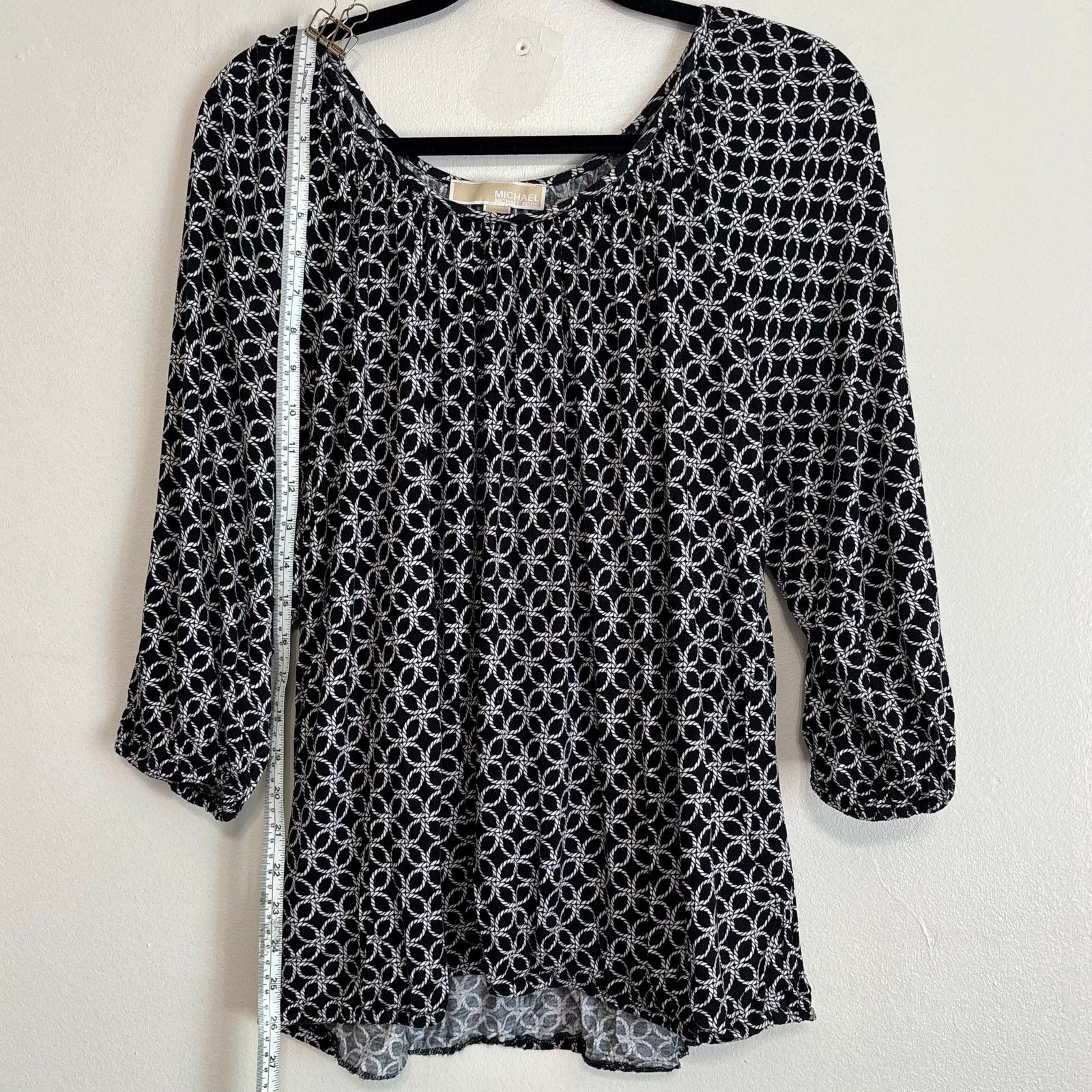 Michael Kors MICHAEL Michael Kors Black Blouse White Rope Design Size 1X Size XXL / US 16-18 / IT 52-54 - 3 Thumbnail