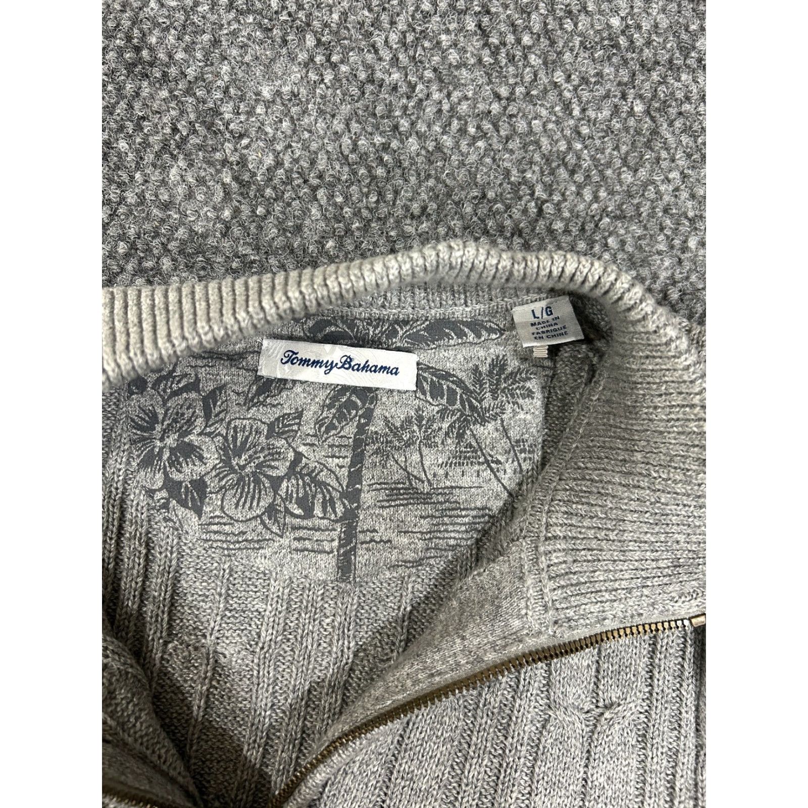 Tommy Bahama Tommy Bahama Sweater Mens L Gray Cable-Knit 1/4 Zip Pullover Size US L / EU 52-54 / 3 - 4 Thumbnail