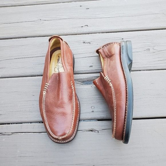 Martin Dingman Martin Dingman Brown Pebbled Buffalo Leather Moc Toe Loafers Size US 8.5 / EU 41-42 - 1 Thumbnail