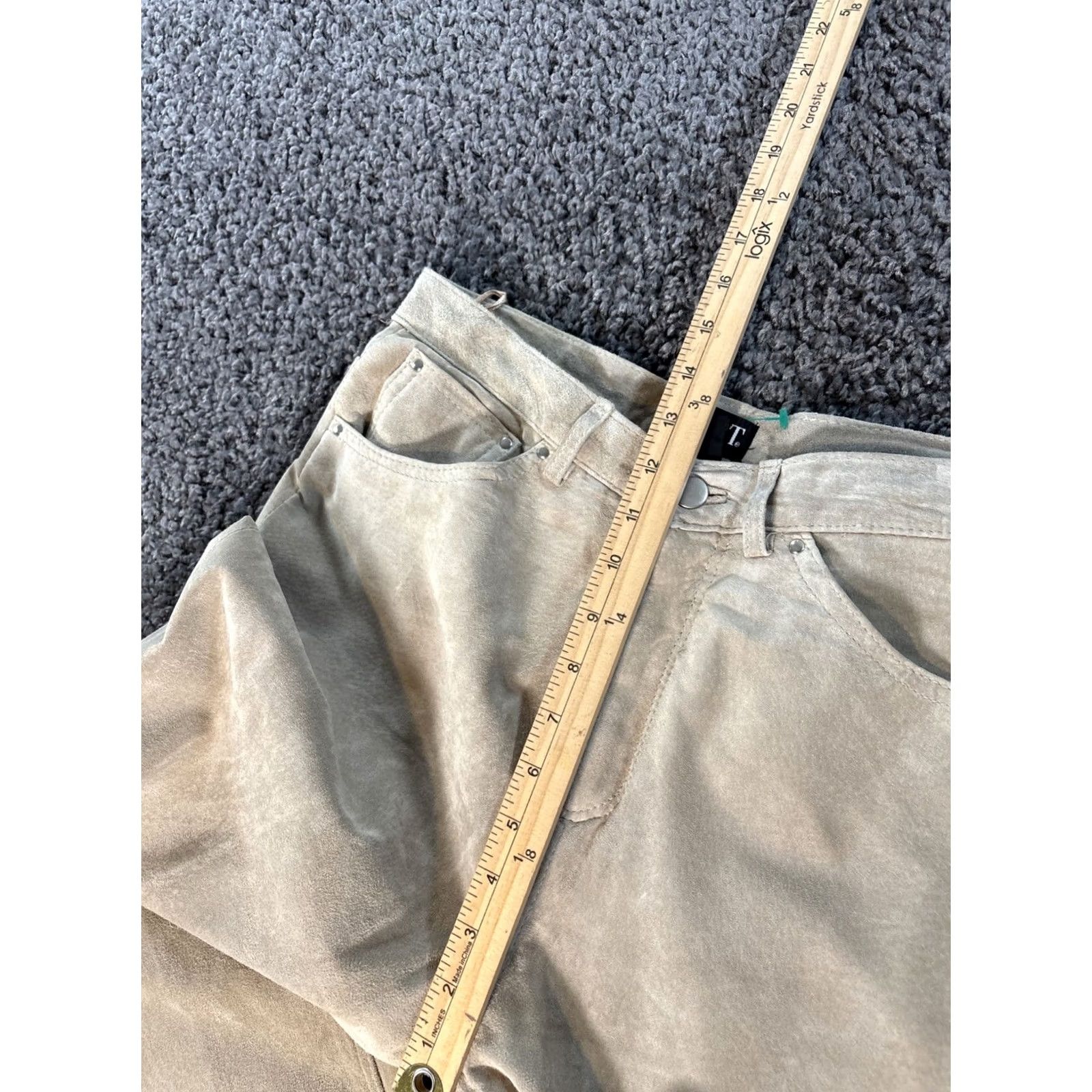 Vintage Vtg Mixit Suede Leather Pants Womens 30 30x30 Beige Cream High Rise 90s Dress Pants Womens Size 30" / US 8 / IT 44 - 5 Thumbnail