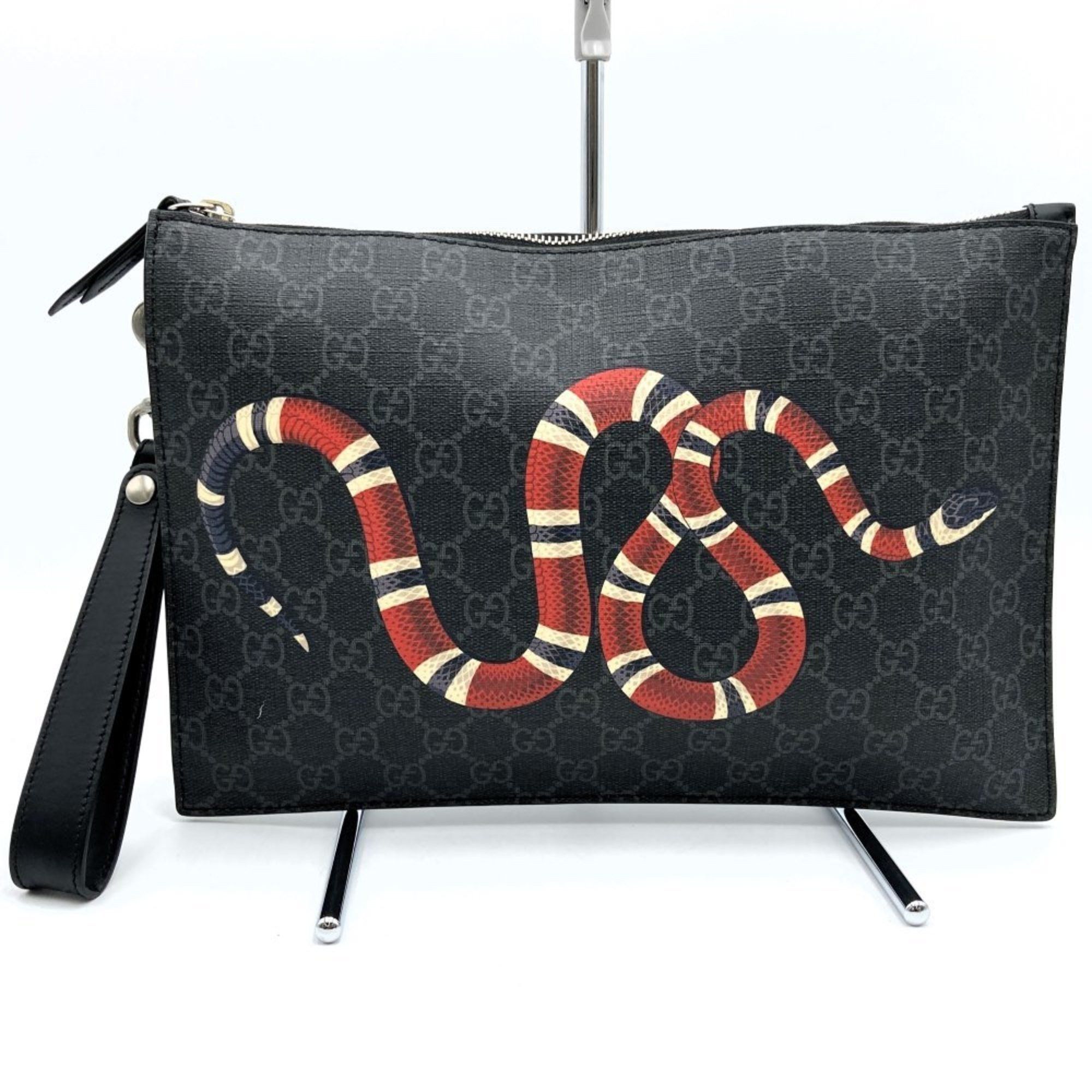 Gucci Gucci clutch bag second king snake snake pattern black GG Supreme 473904 GUCCI Grailed