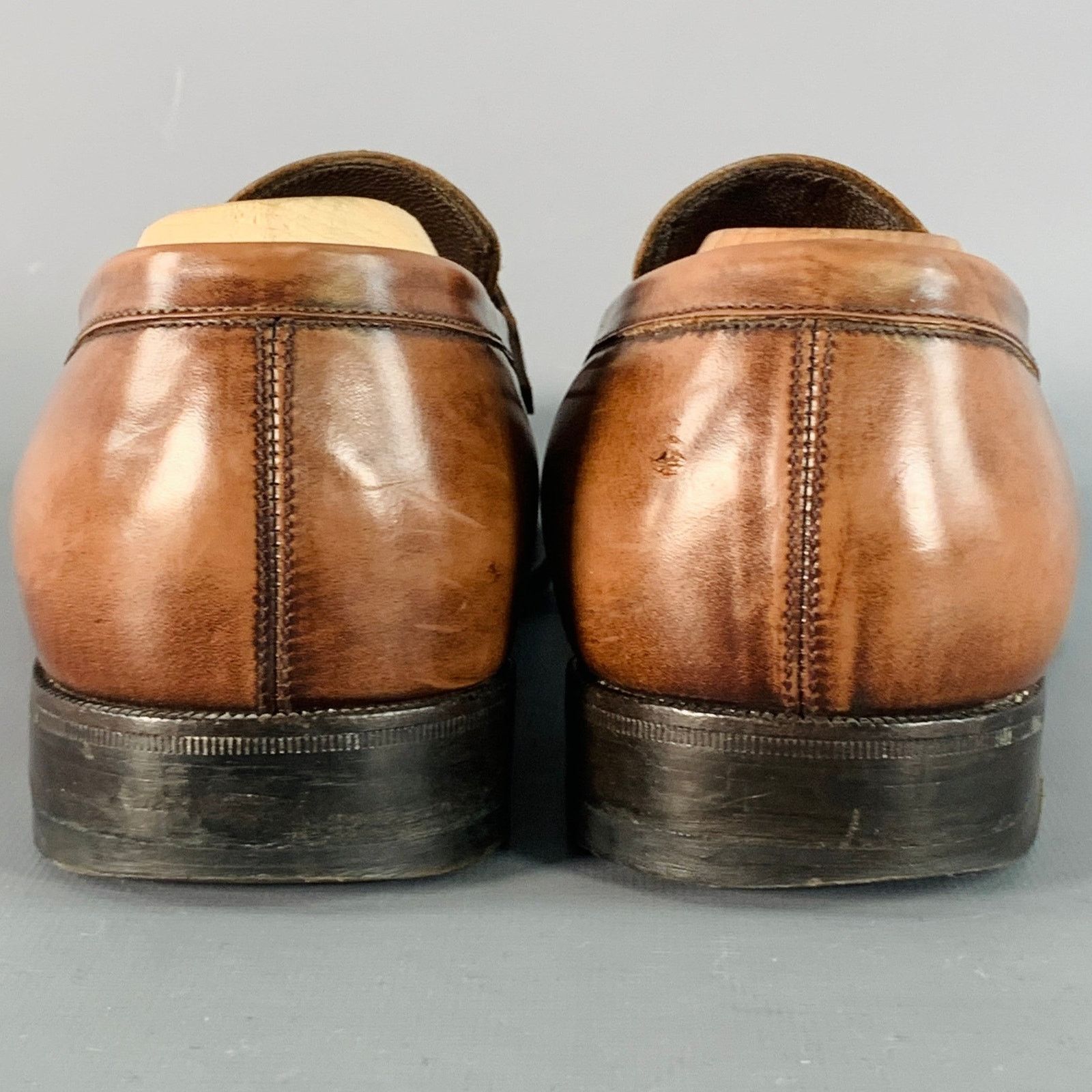 Salvatore Ferragamo SALVATORE FERRAGAMO Brown Gold Leather Horsebit Loafers Size US 7 / EU 40 - 3 Thumbnail